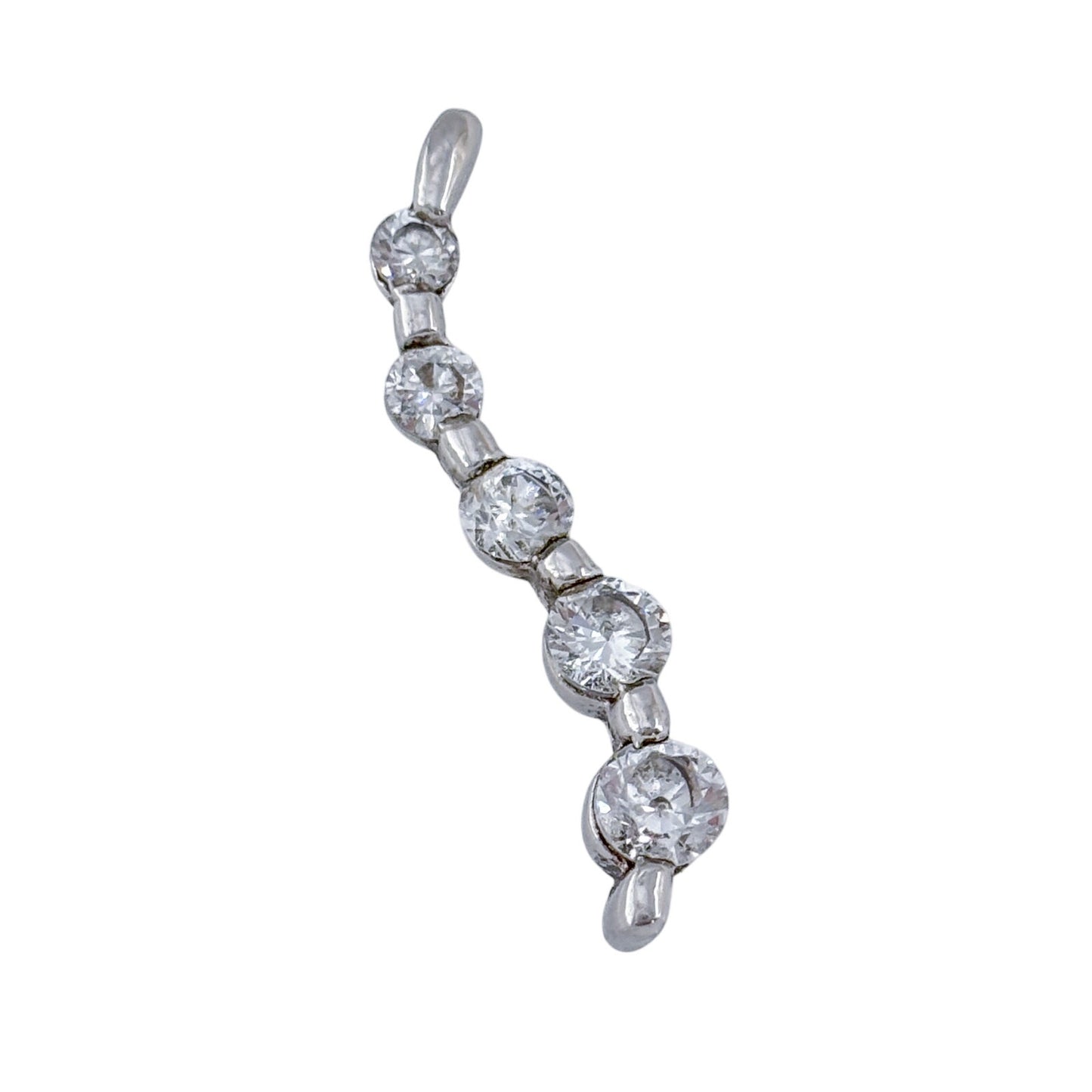 Vintage Sterling Silver 925 Graduated Cubic Zirconia Pendant