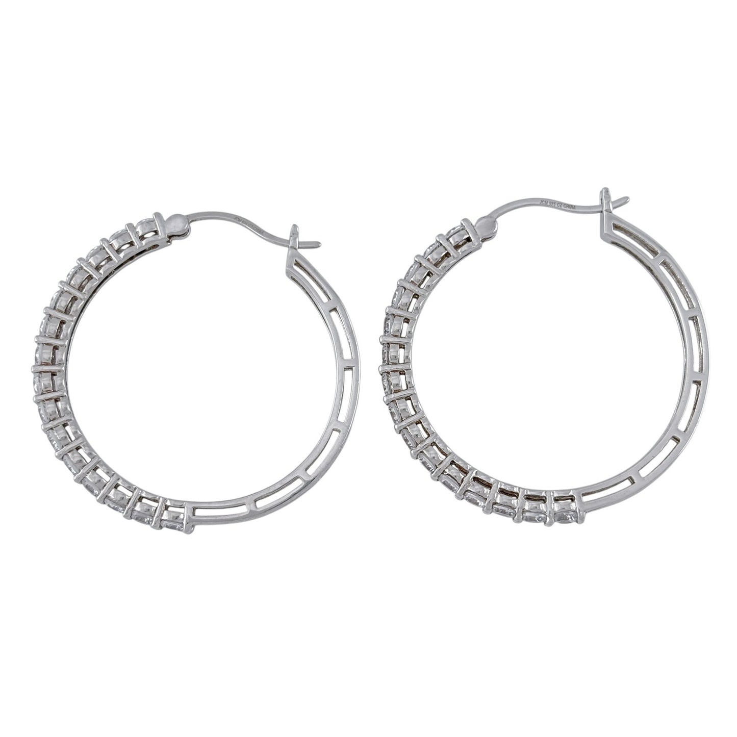 Vintage Sterling Silver 925 Cubic Zirconia Hoop Earrings