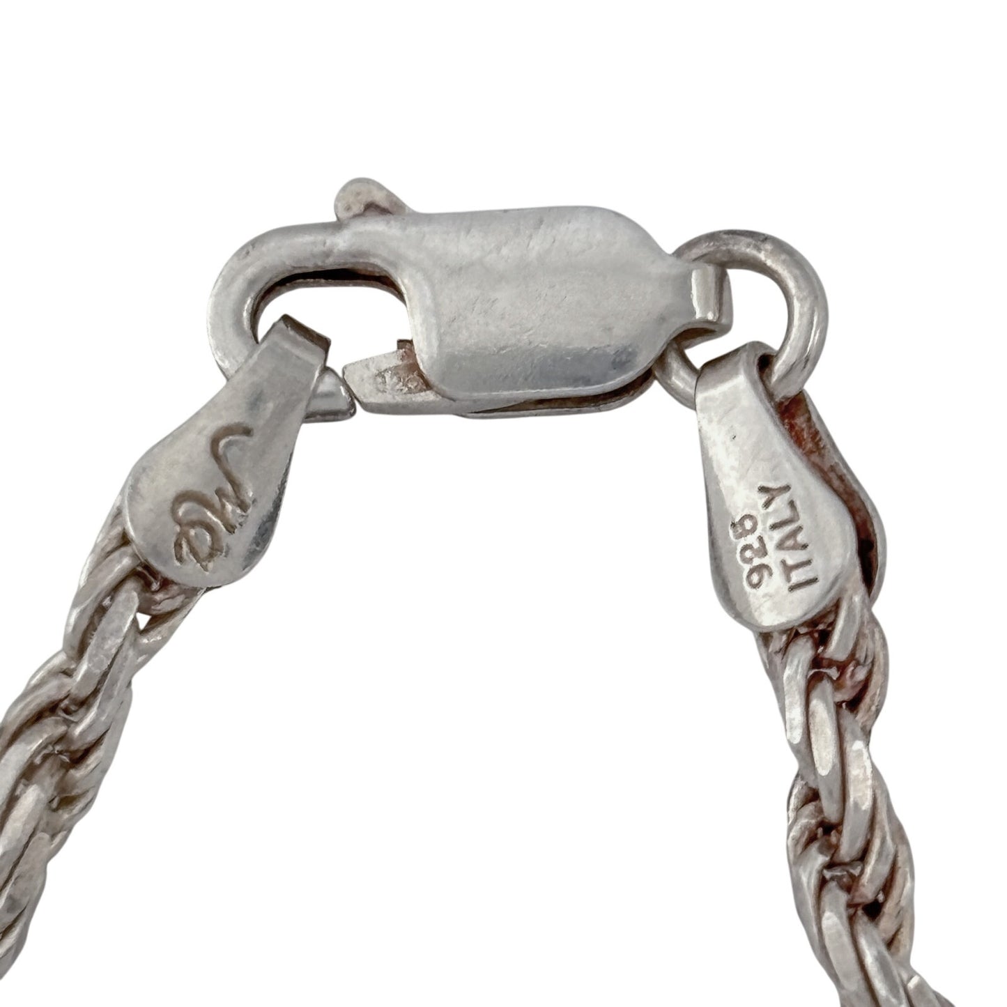Vintage Italian Sterling Silver 925 Rope Chain Bracelet 6.75"