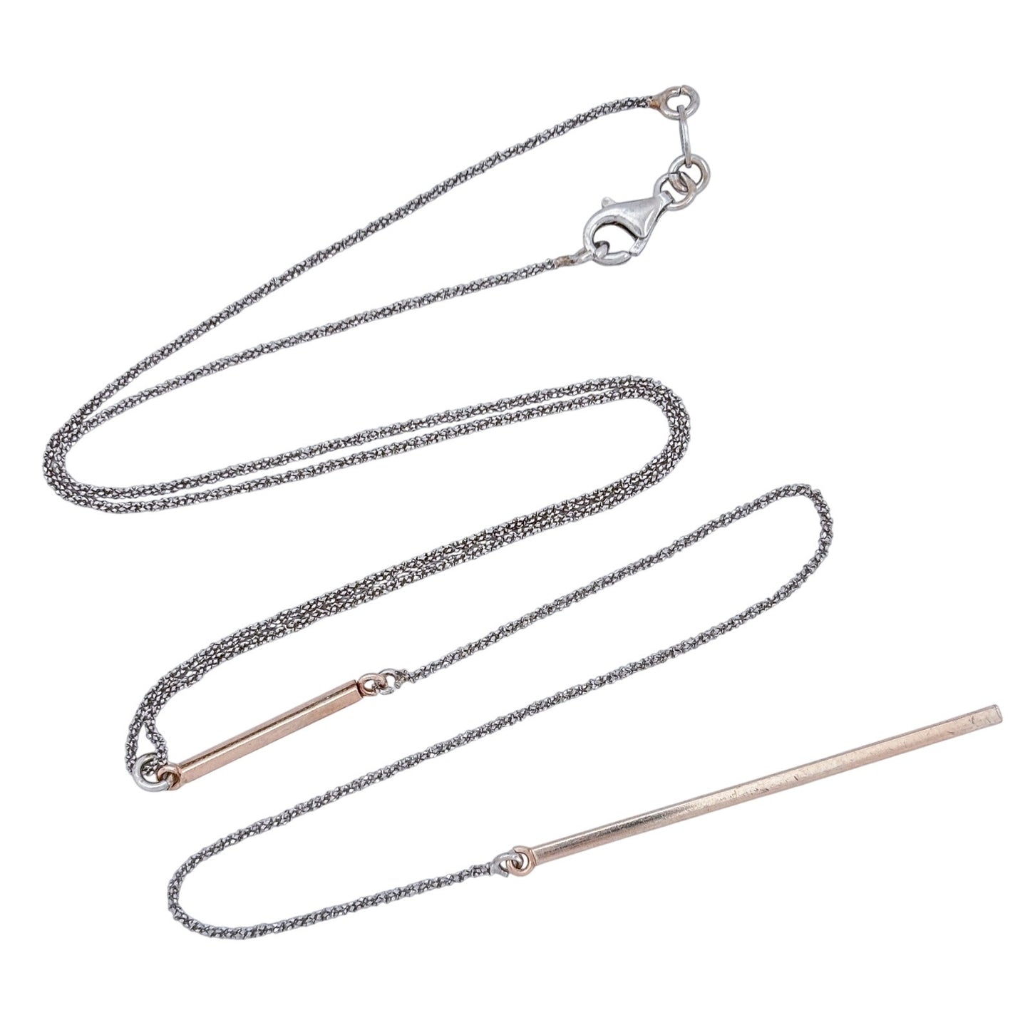 Vintage Two-Tone Sterling Silver 925 Lariat Necklace 18"