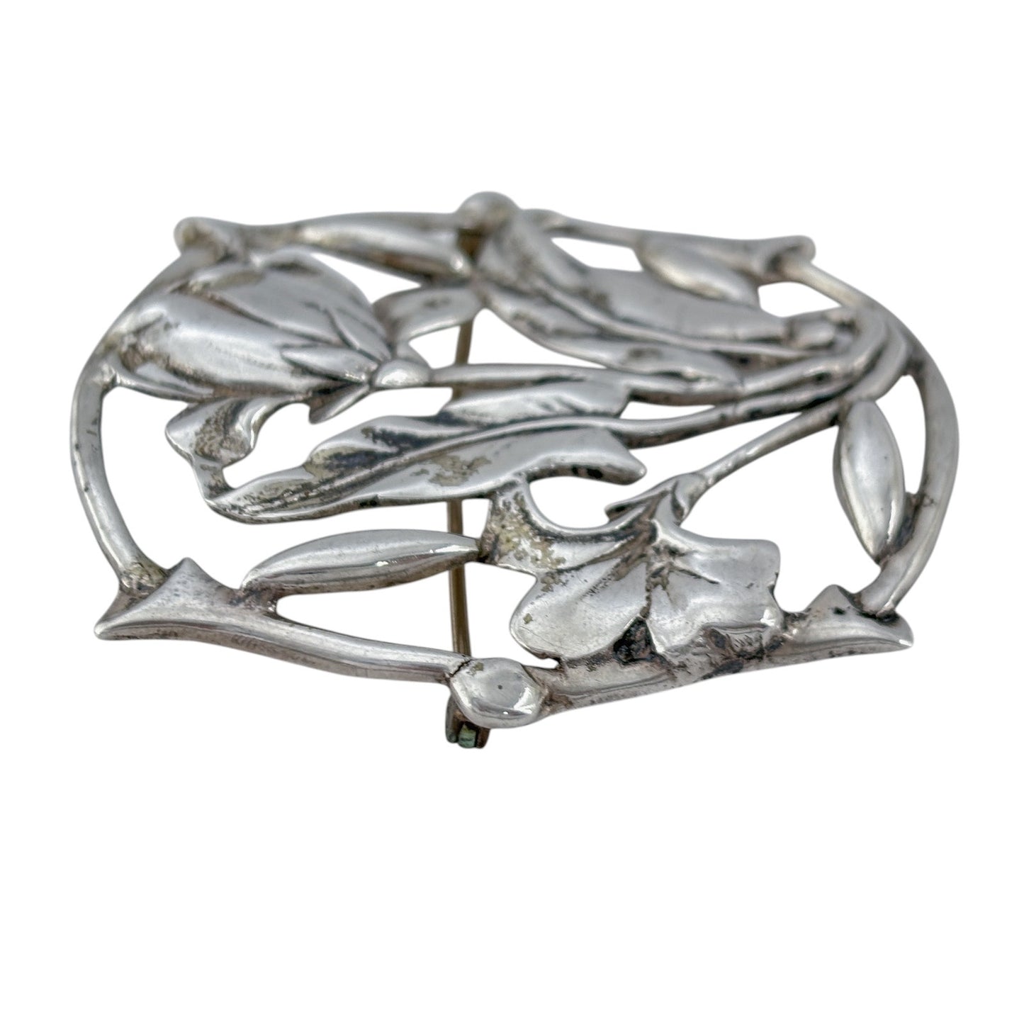Vintage Sterling Silver 925 Art Nouveau Style Flower Brooch