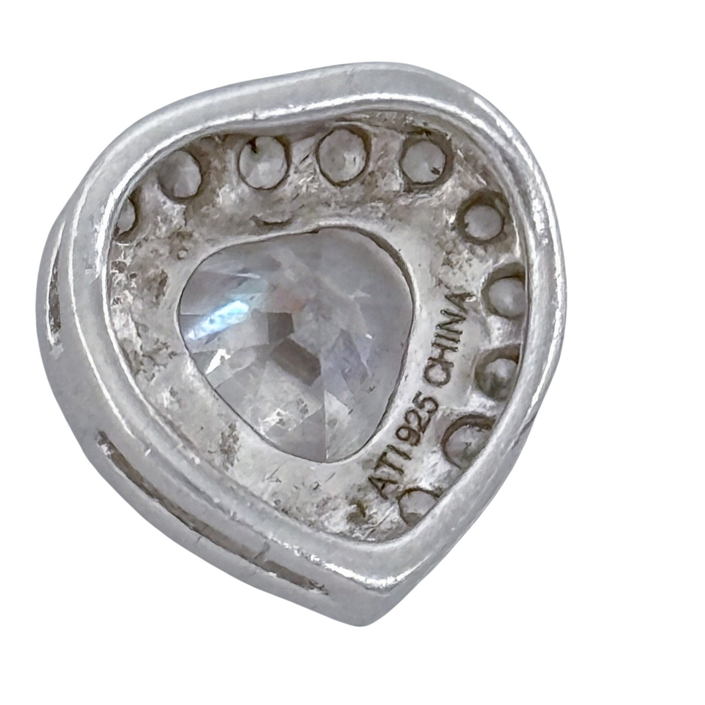 Vintage Sterling Silver 925 Cubic Zirconia Heart Pendant