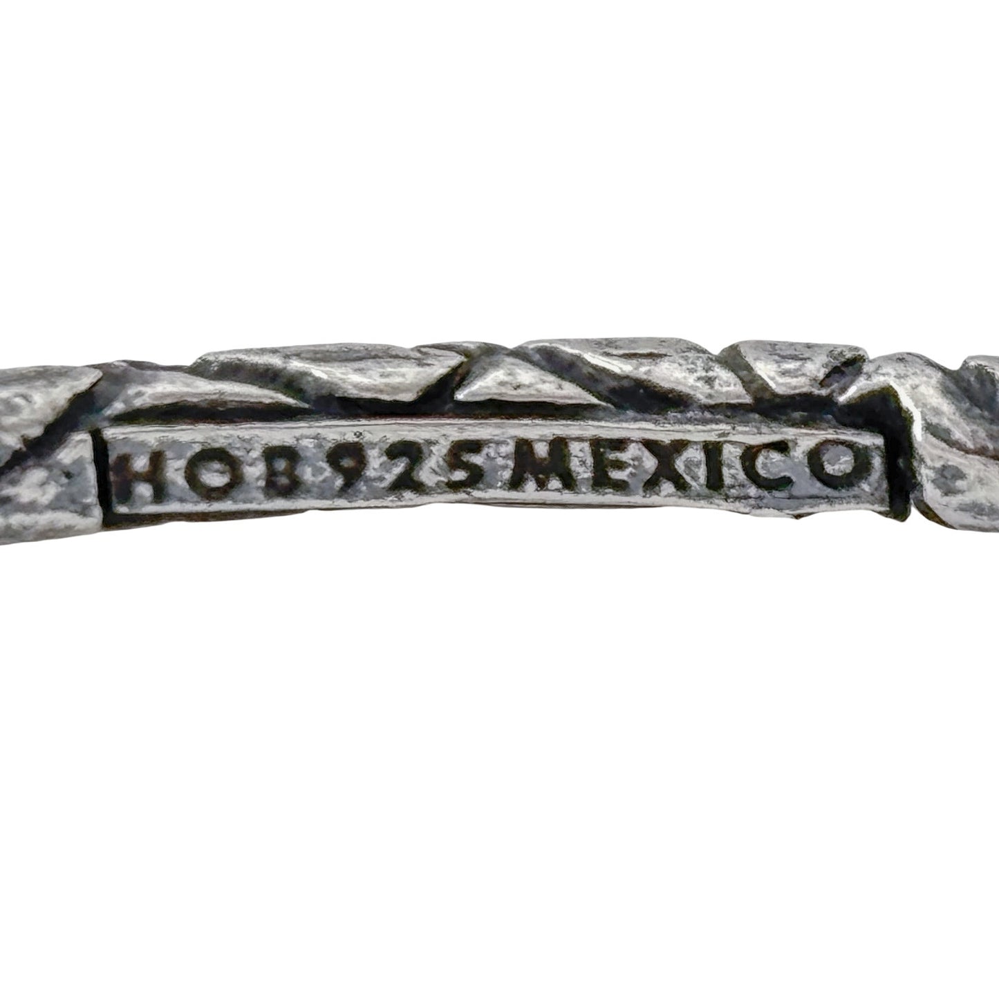 Vintage Mexican Sterling Silver 925 Etched Bangle Bracelet 8"