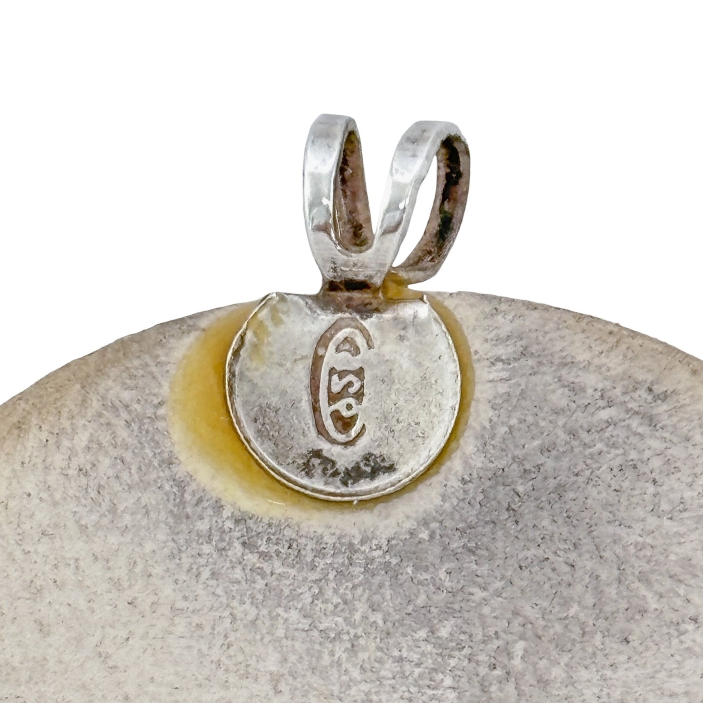 Vintage Sterling Silver 925 Allison Wiffen Abstract Ceramic Pendant