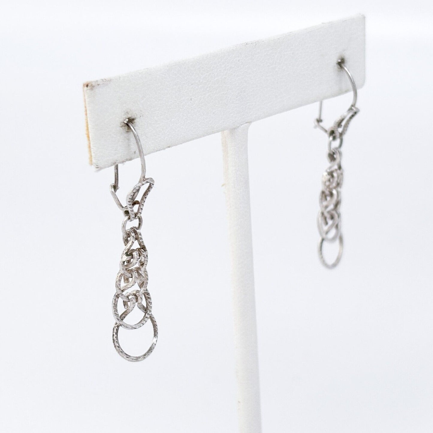 Vintage Silver-Tone Elegant Openwork Design Dangle Earrings