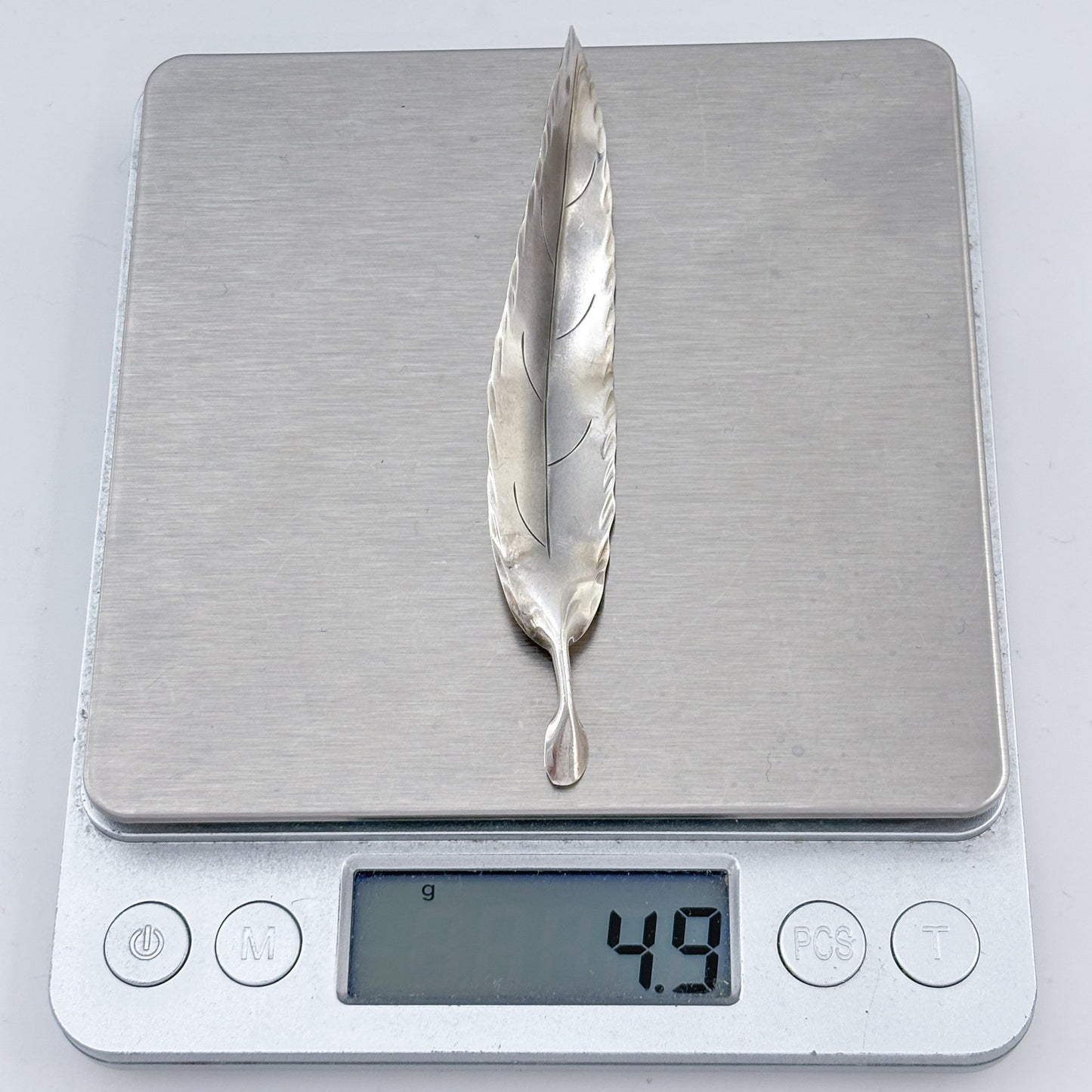 Vintage NYE Sterling Silver 925 Feather Brooch