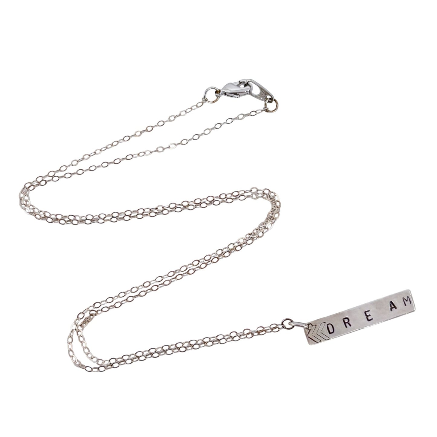 Silver Plated "Dream" Bar Pendant Necklace 19.5"