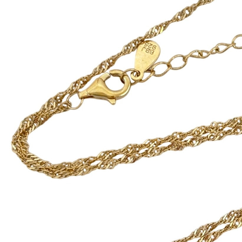 Vintage Gold-Tone Sterling Silver 925 Singapore Link Chain Necklace 18"-20"