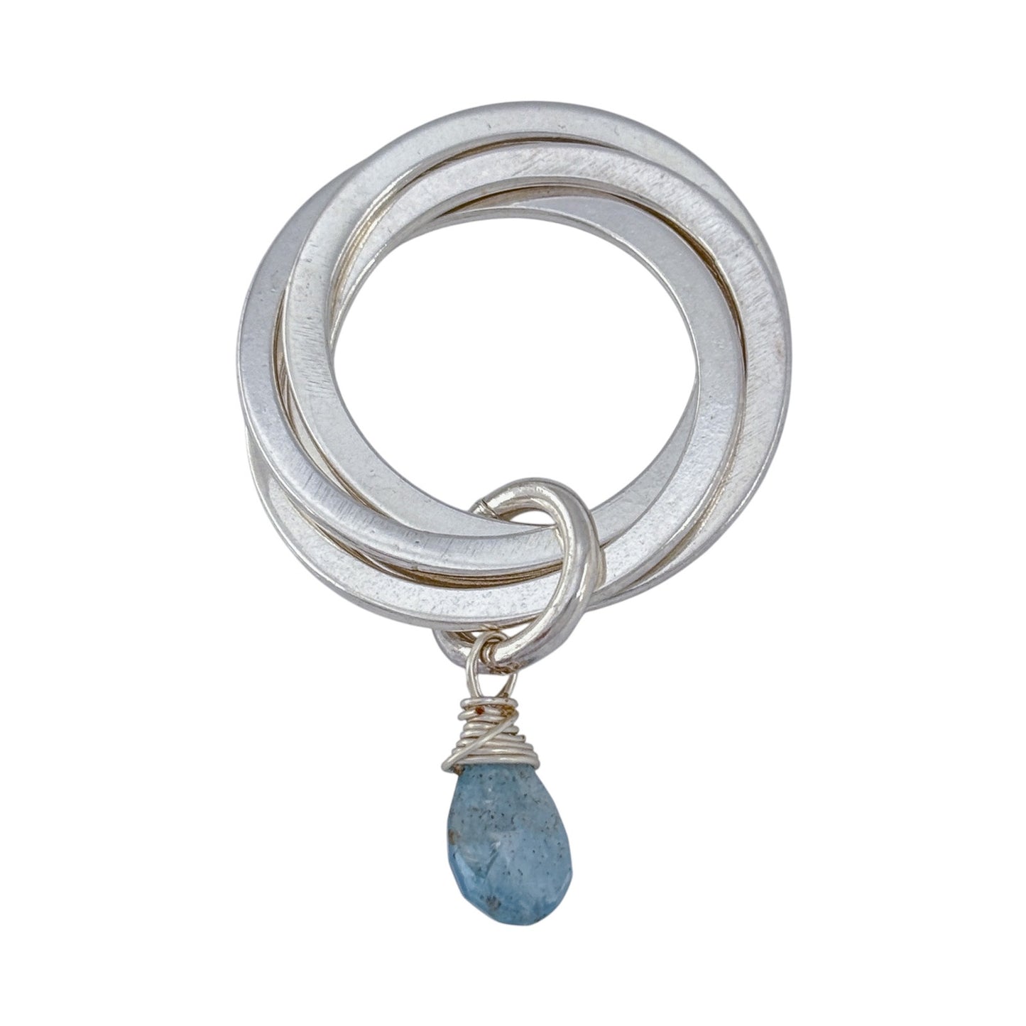Vintage Sterling Silver 925 Aquamarine Hoop Pendant