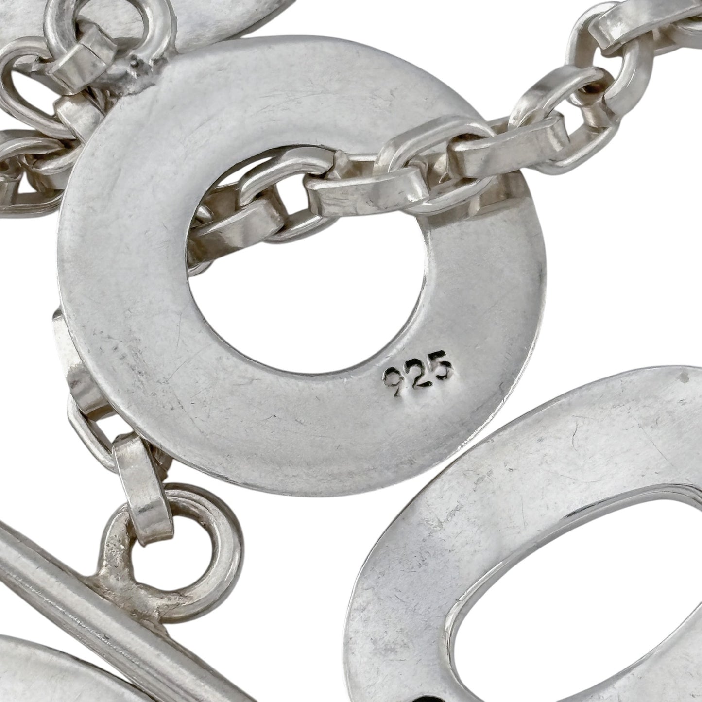 Vintage Sterling Silver 925 Hammered Open Link Necklace 17"