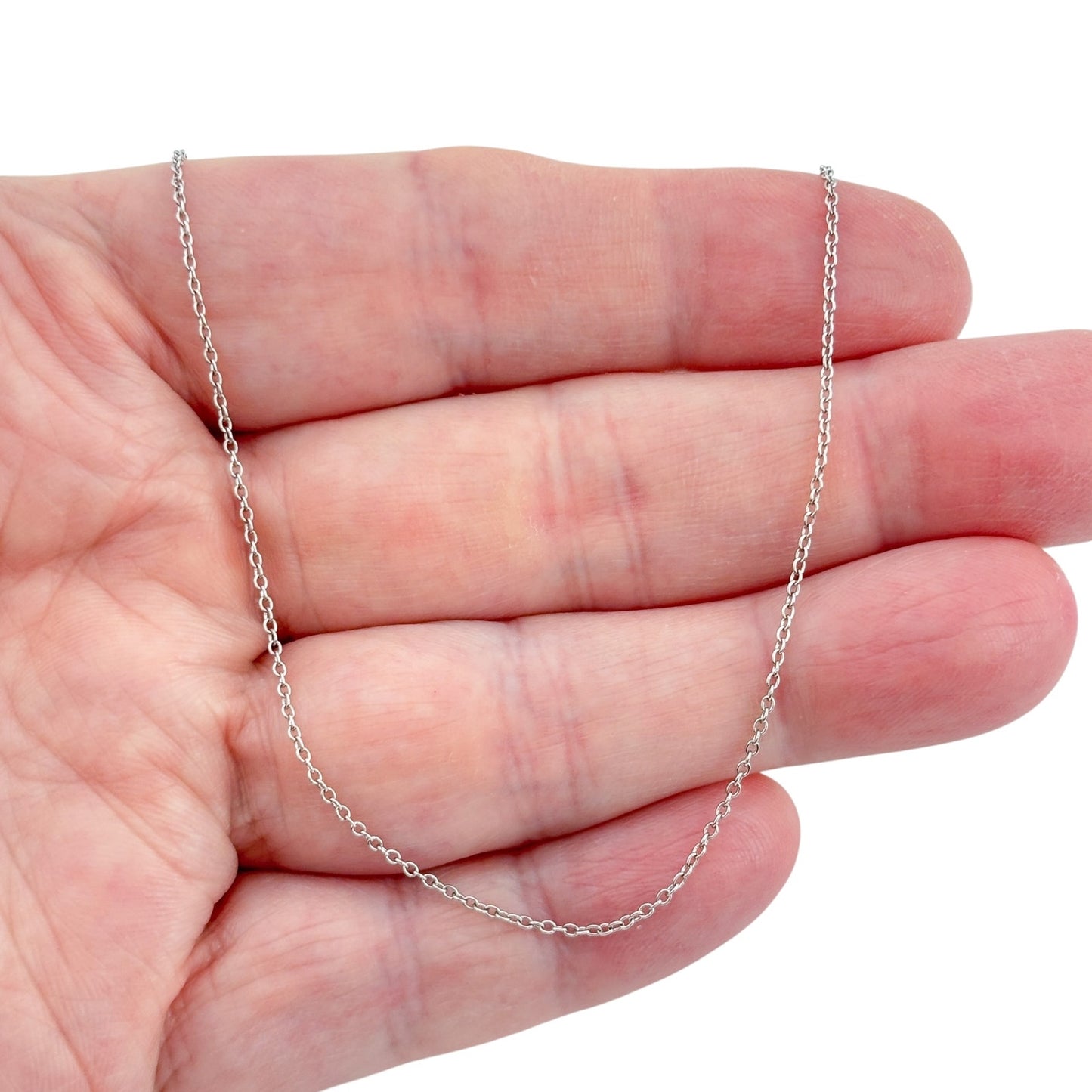 Vintage Sterling Silver 925 Cable Link Chain Necklace 17.5"-19.5"
