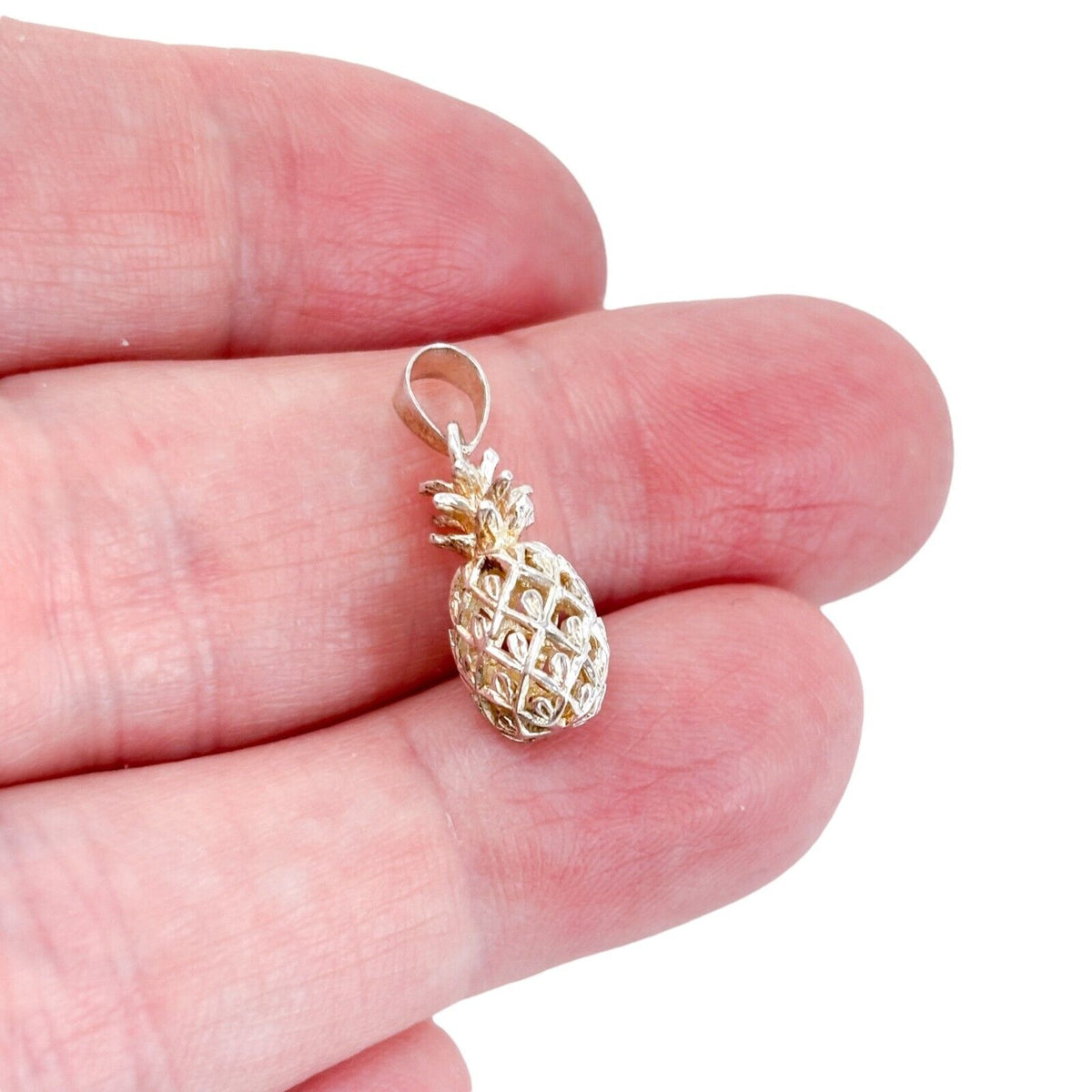 Vintage Sterling Silver 925 Filigree Pineapple Pendant