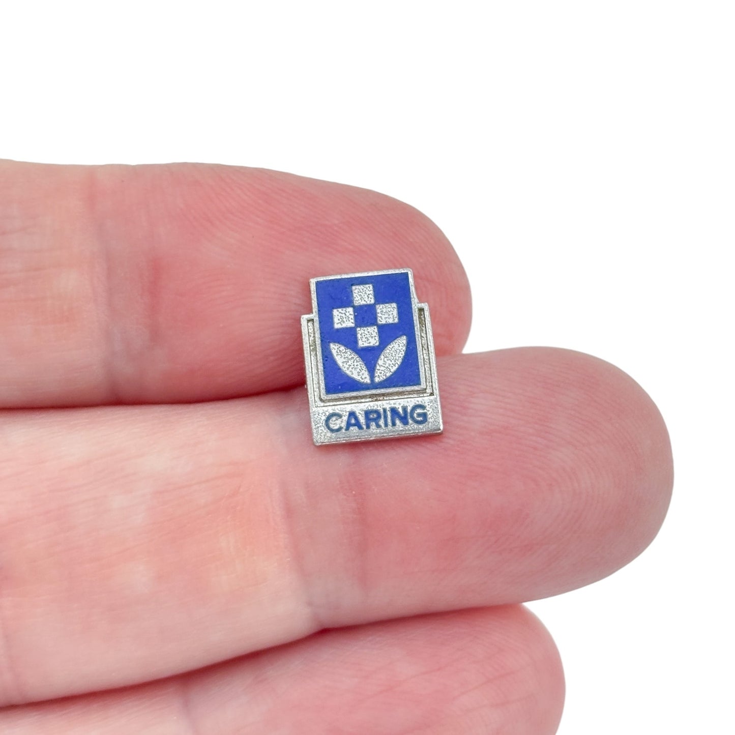 Vintage Sterling Silver 925 Caring Blue Enamel Pin