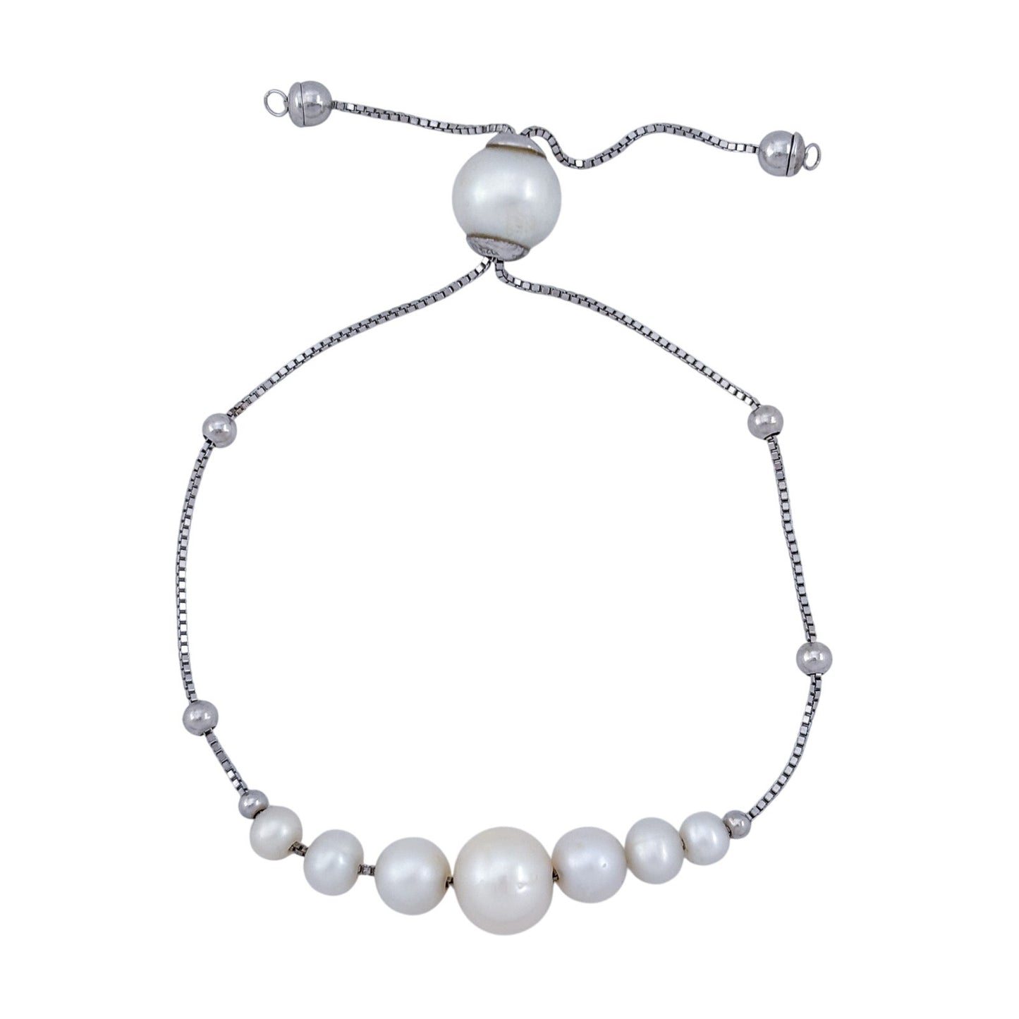 Vintage Sterling Silver 925 Pearl Adjustable Bracelet