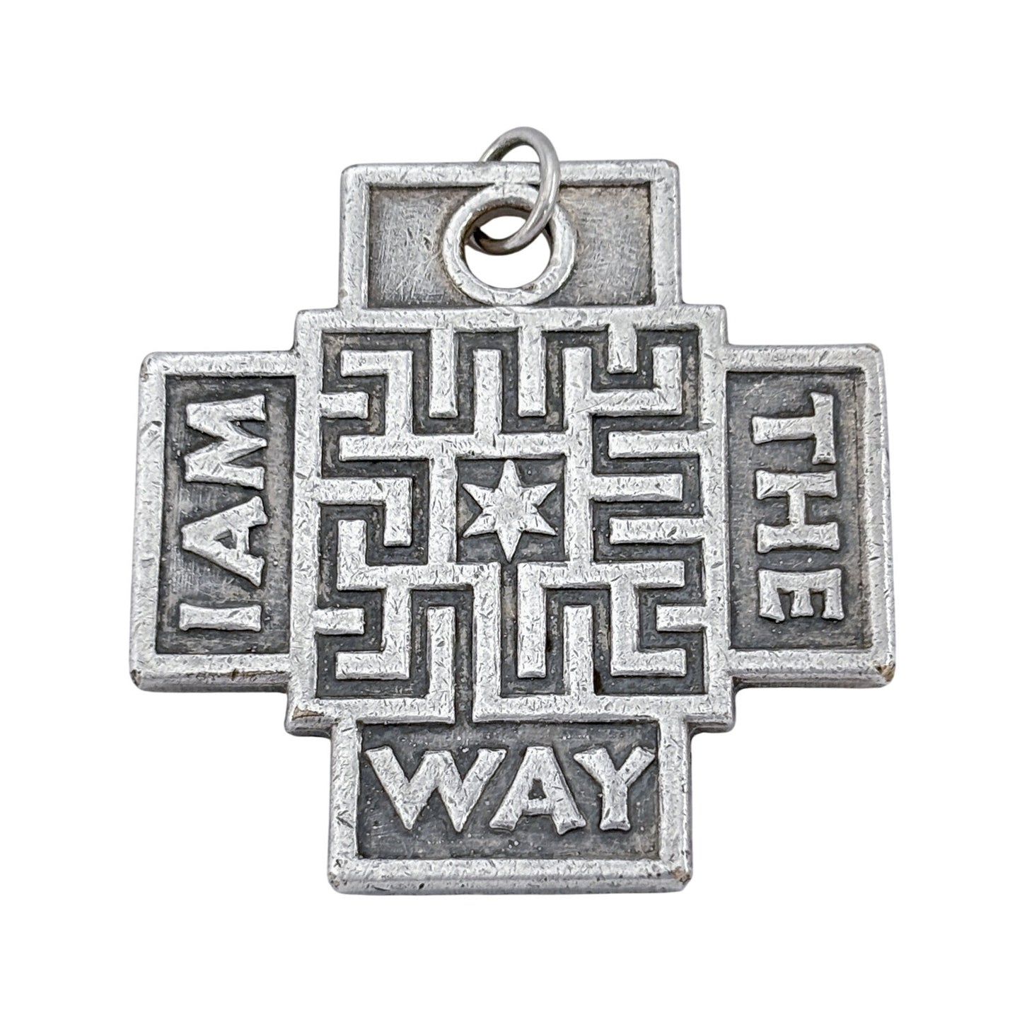 Vintage Sterling Silver 925 I Am The Way Cross Pendant