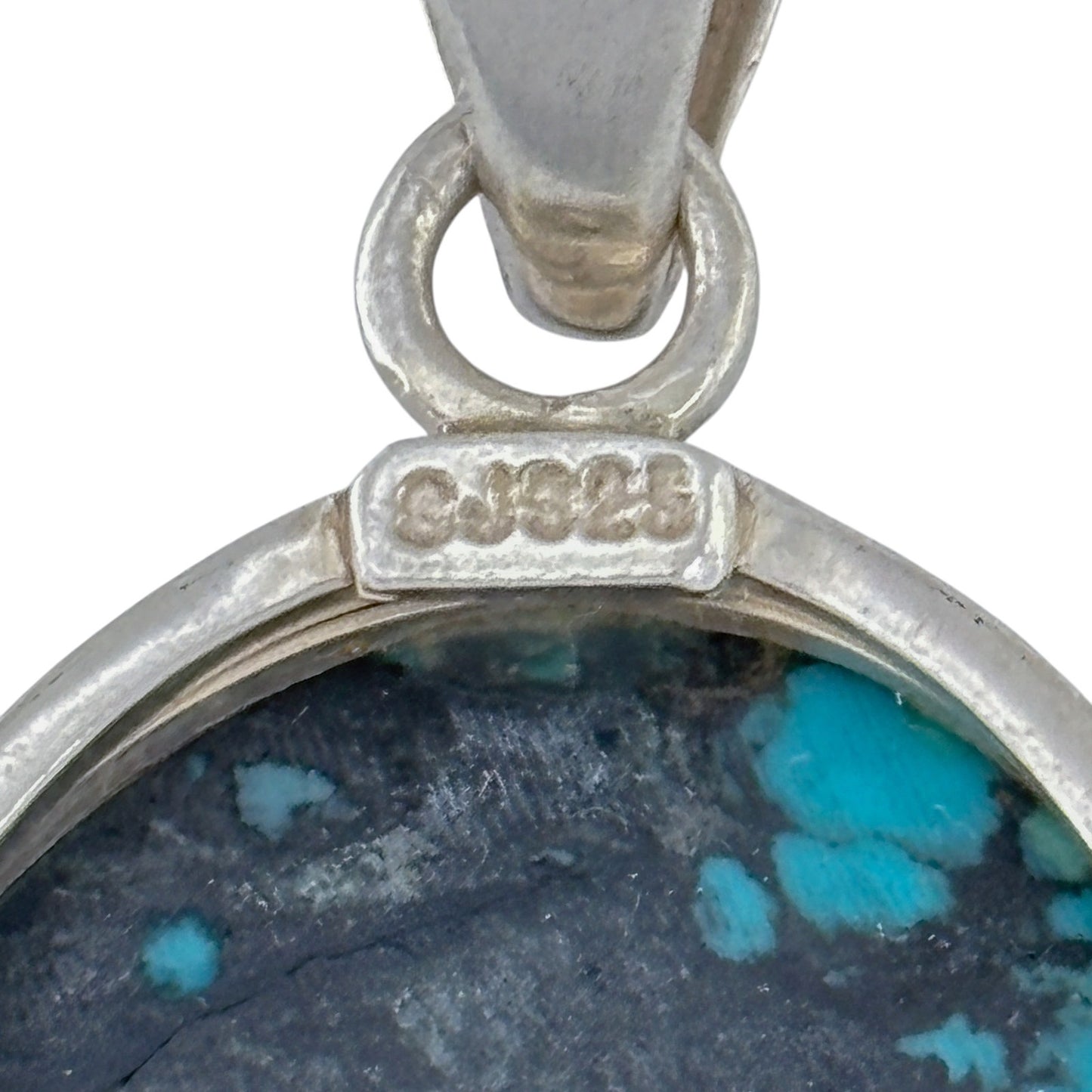 Vintage Sterling Silver 925 Turquoise Oval Pendant