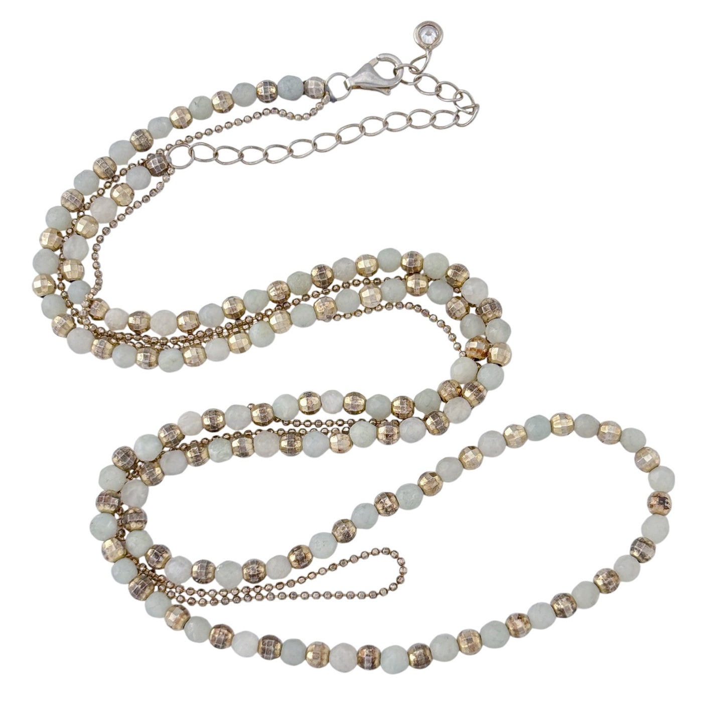 Vintage Sterling Silver 925 Bead Double Strand Necklace 16"-18"