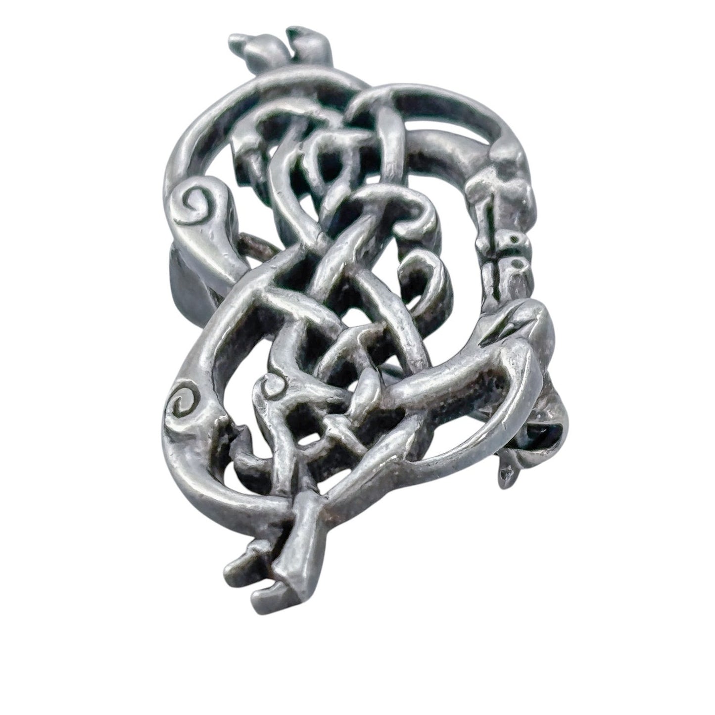 Vintage Sterling Silver 925 Celtic Dragon Brooch