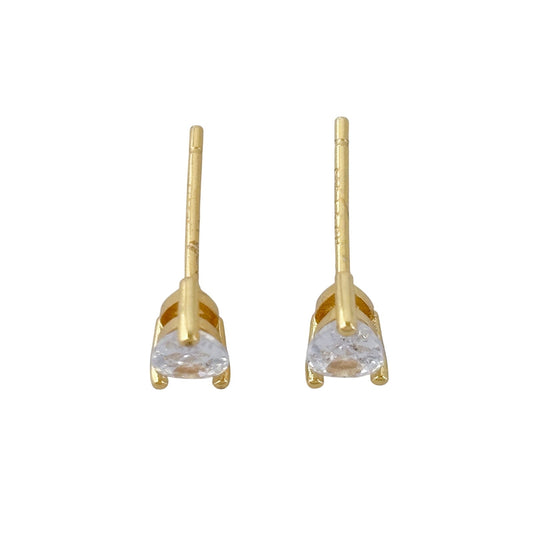 Estate Gold-Tone Sterling Silver 925 Cubic Zirconia Teardrop Earrings