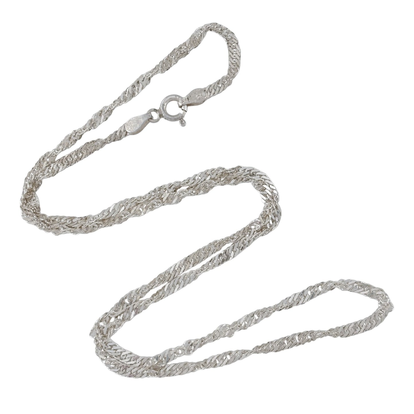Vintage Italian Sterling Silver 925 Singapore Chain Necklace 17.5"