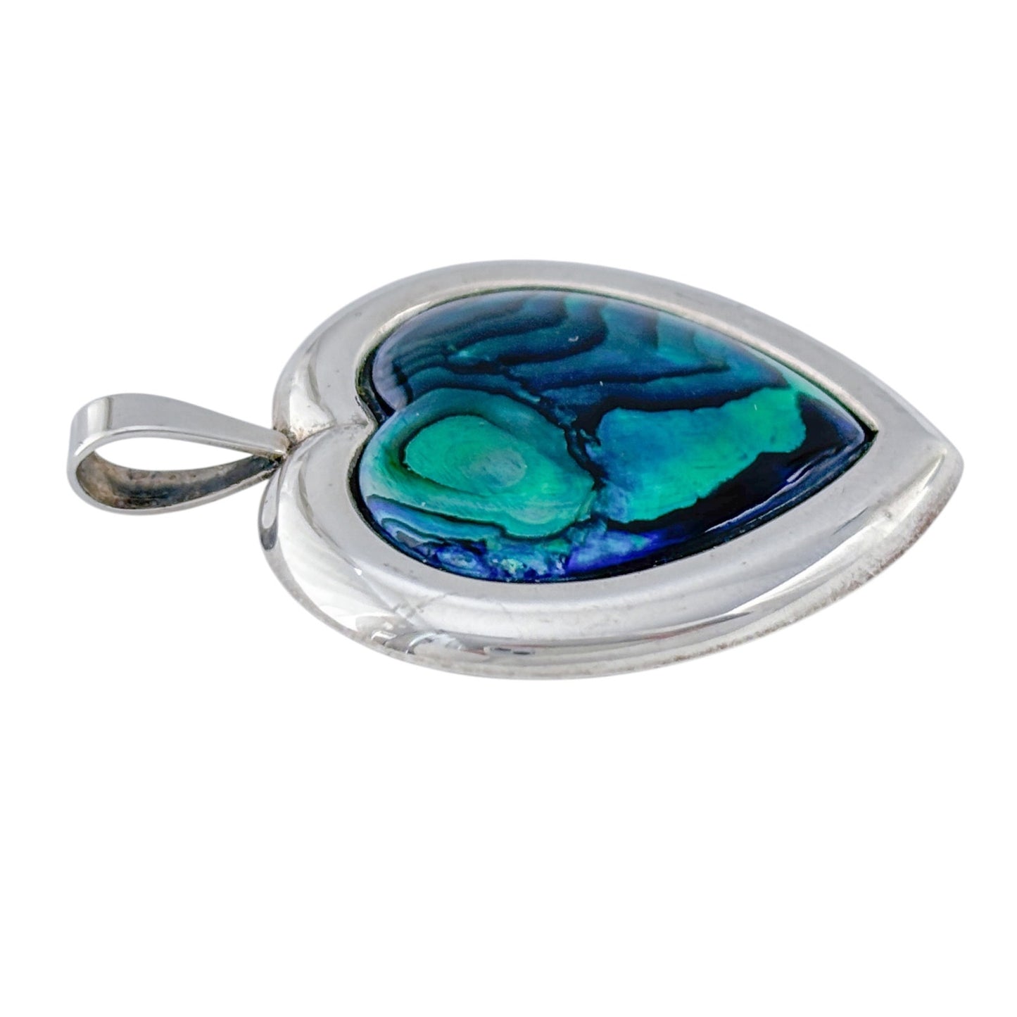 Vintage Sterling Silver 925 Abalone Heart Pendant