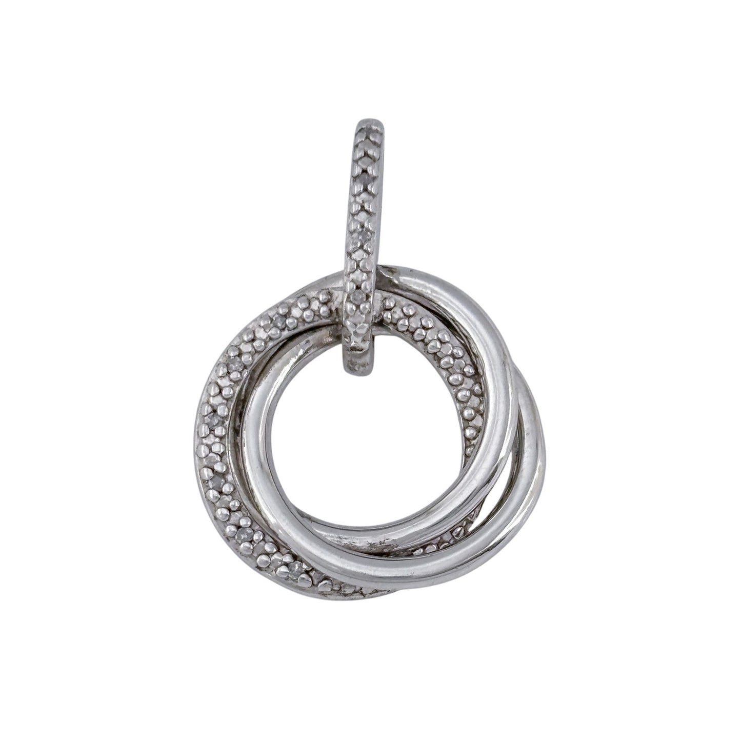 Vintage Sterling Silver 925 Diamond Interlocking Pendant