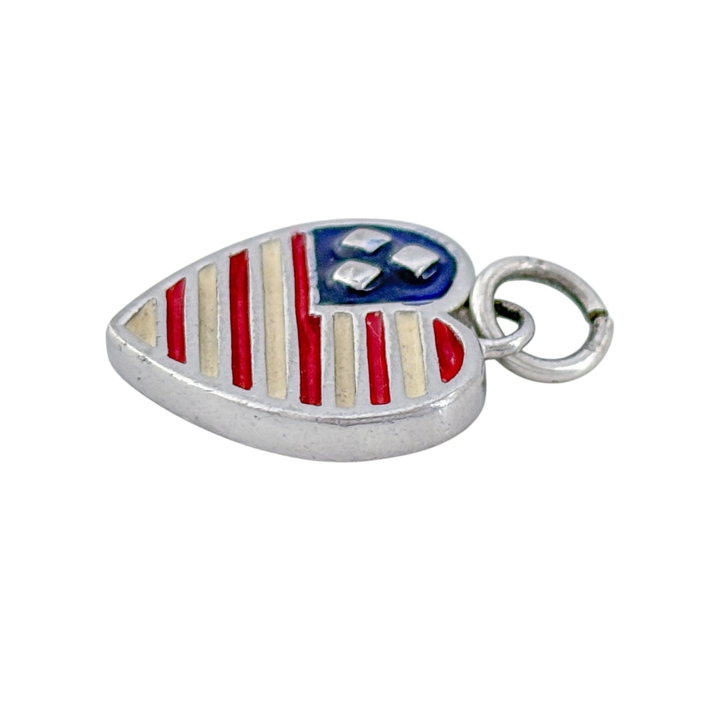 Vintage Sterling Silver 925 American Flag Heart Charm