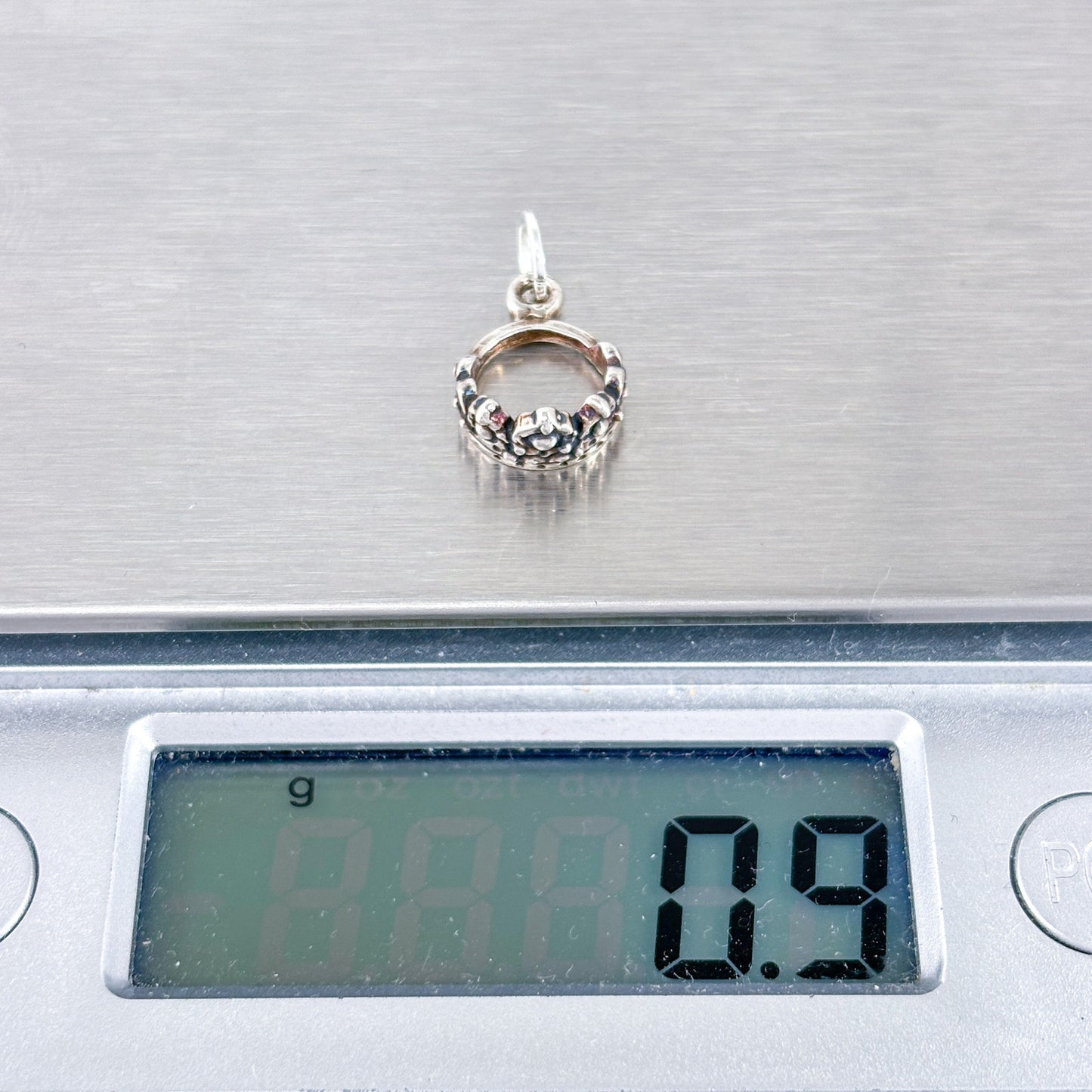 Vintage Sterling Silver 925 Ornate Crown Charm Pendant