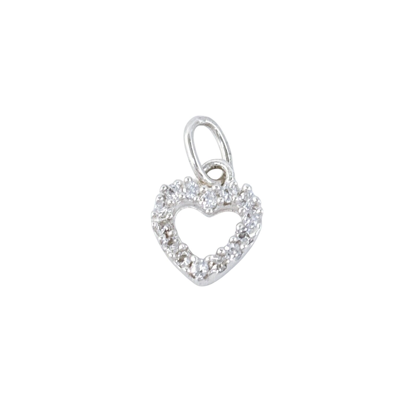 Vintage Sterling Silver 925 Cubic Zirconia Open Heart Charm Pendant