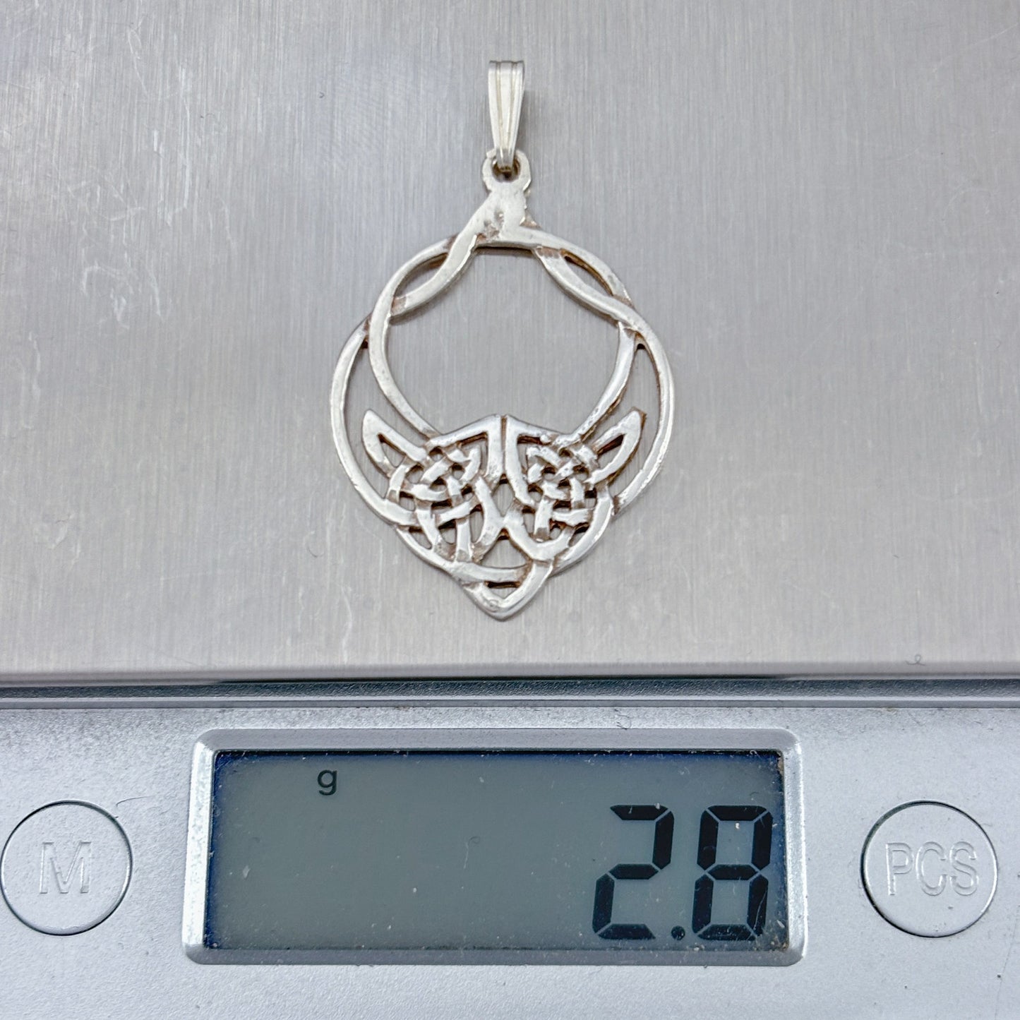 Vintage Sterling Silver 925 Celtic Wolf Knot Pendant