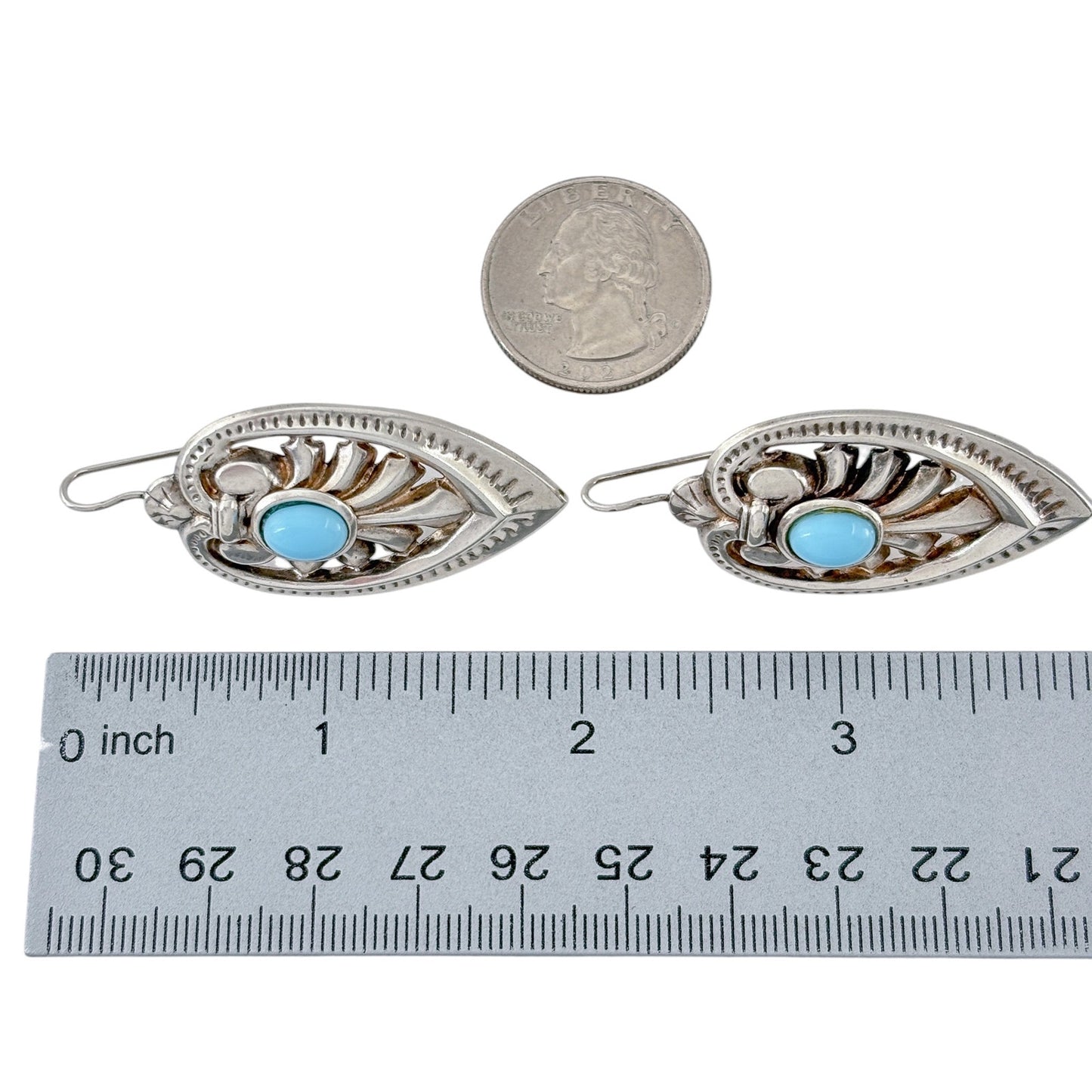 Vintage Tonic Sterling Silver 925 Persian Turquoise Earrings