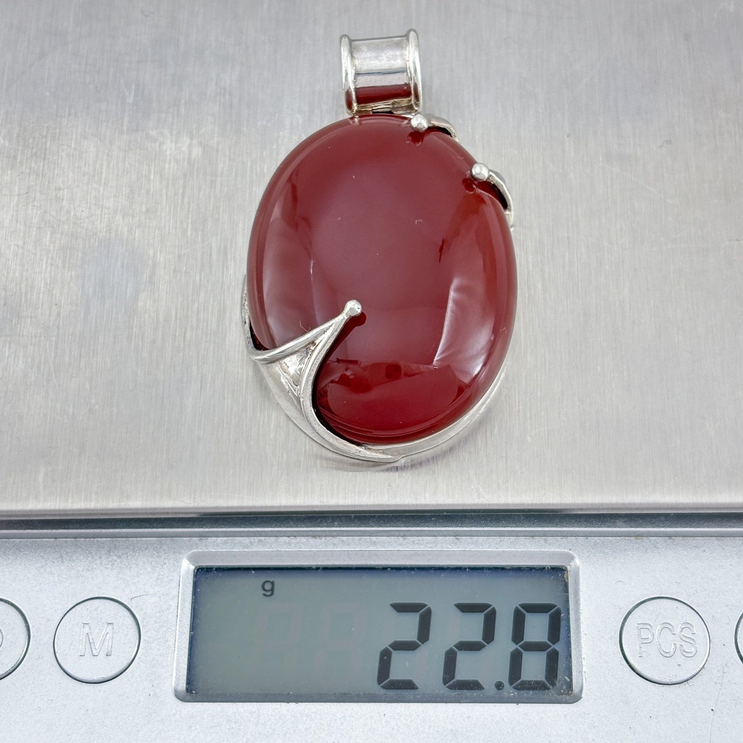 Vintage Sterling Silver 925 Carnelian Pendant