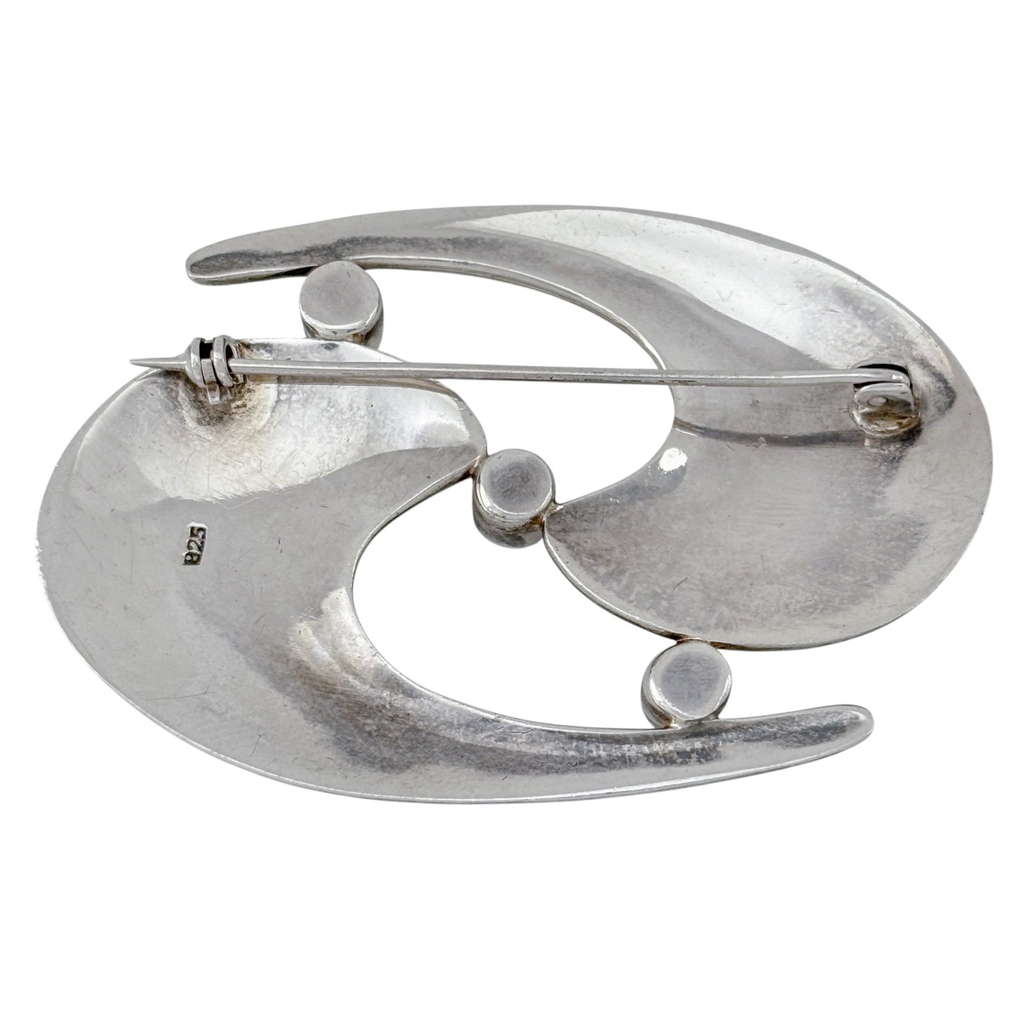 Vintage Sterling Silver 925 Abstract Swirl Onyx Brooch