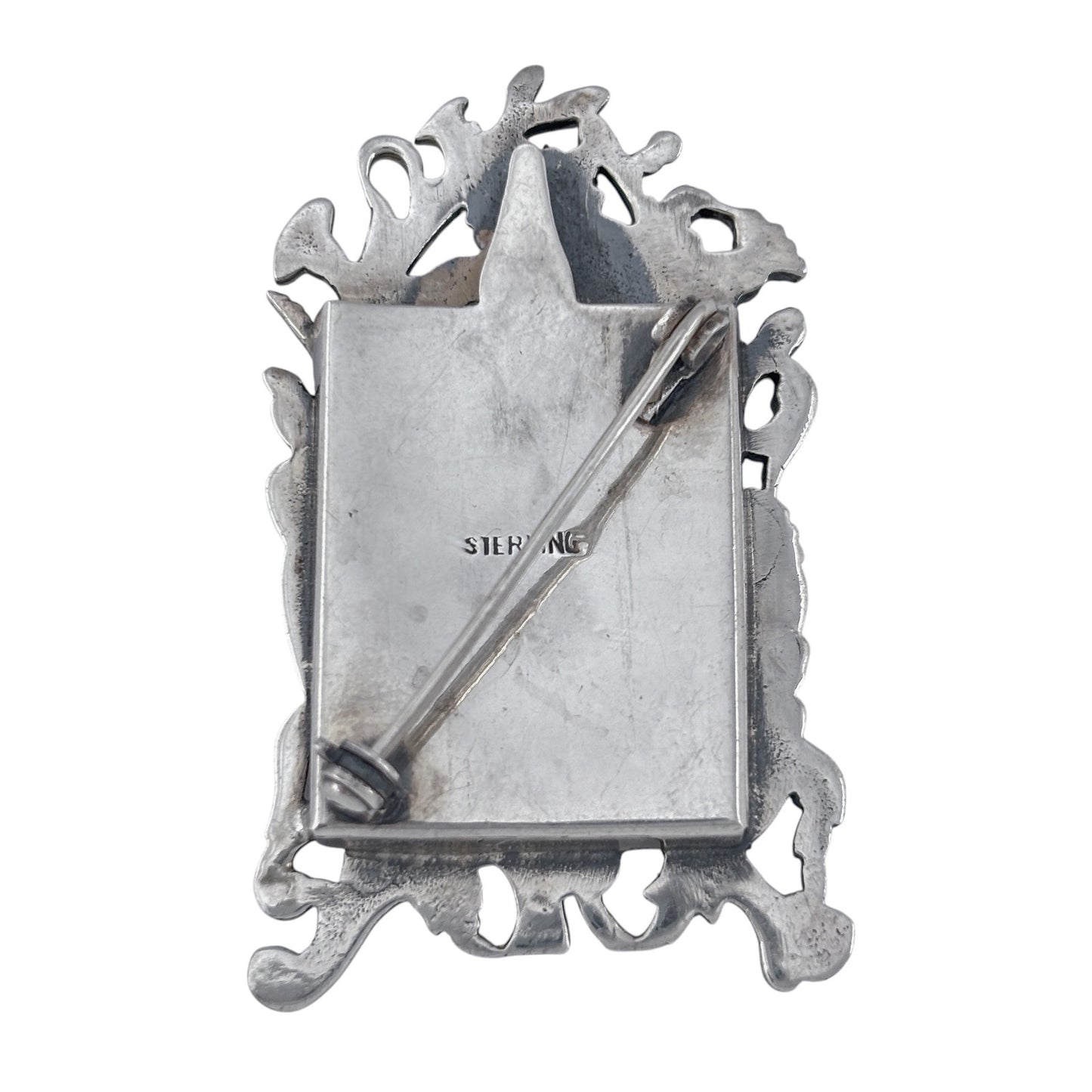 Vintage Sterling Silver 925 Floral Frame Brooch