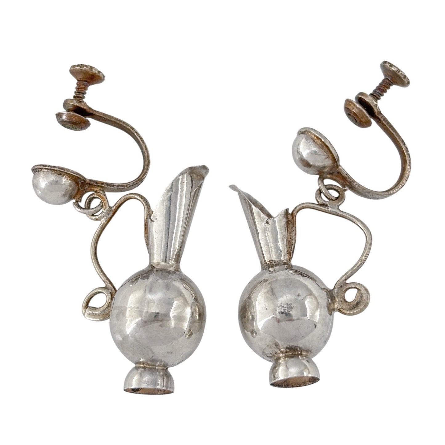 William Spratling Sterling Silver 925 Pitcher Screw-Back Earrings