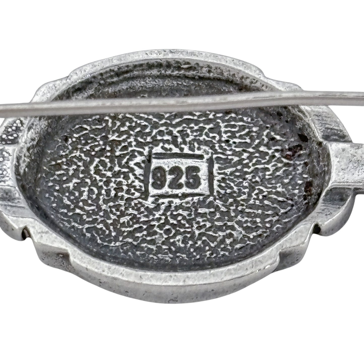 Vintage Sterling Silver 925 Onyx Cubic Zirconia Bar Brooch