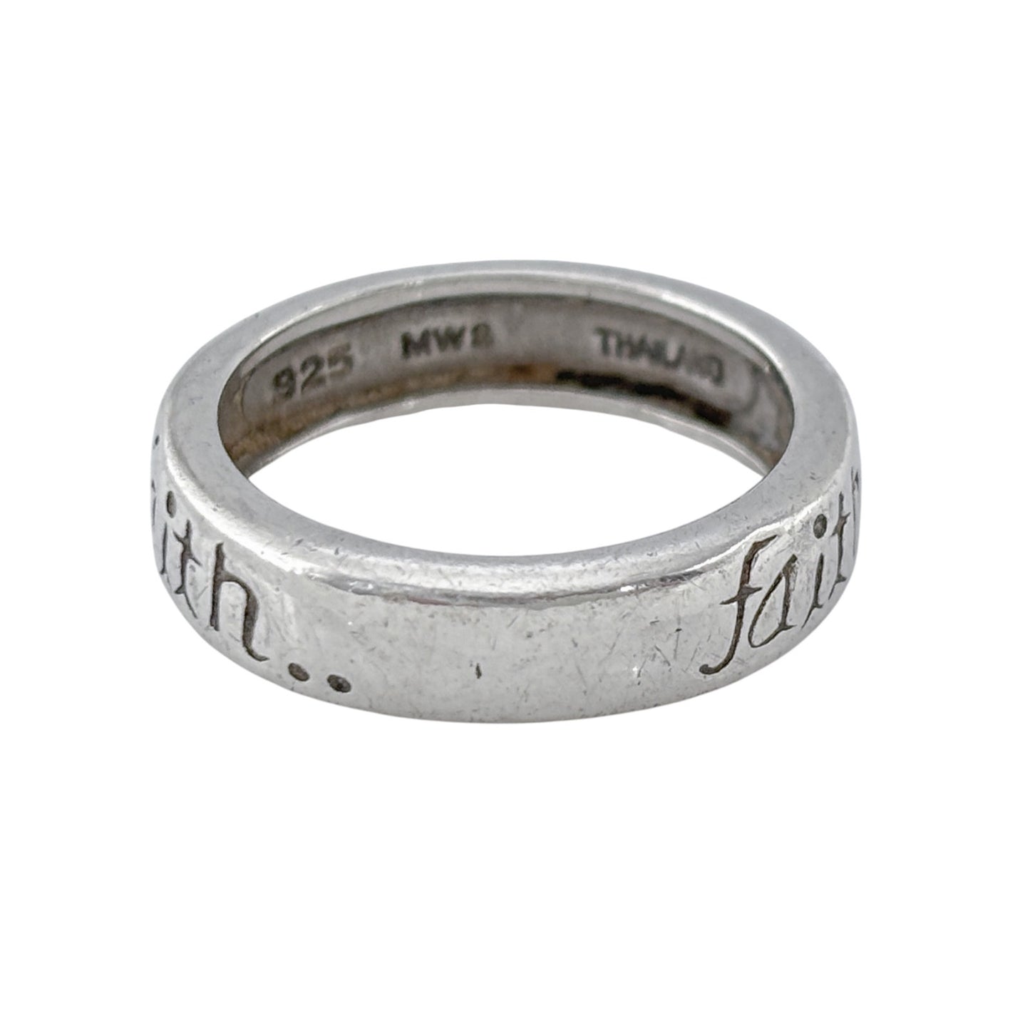 Vintage Sterling Silver 925 Faith Band Ring Size 7