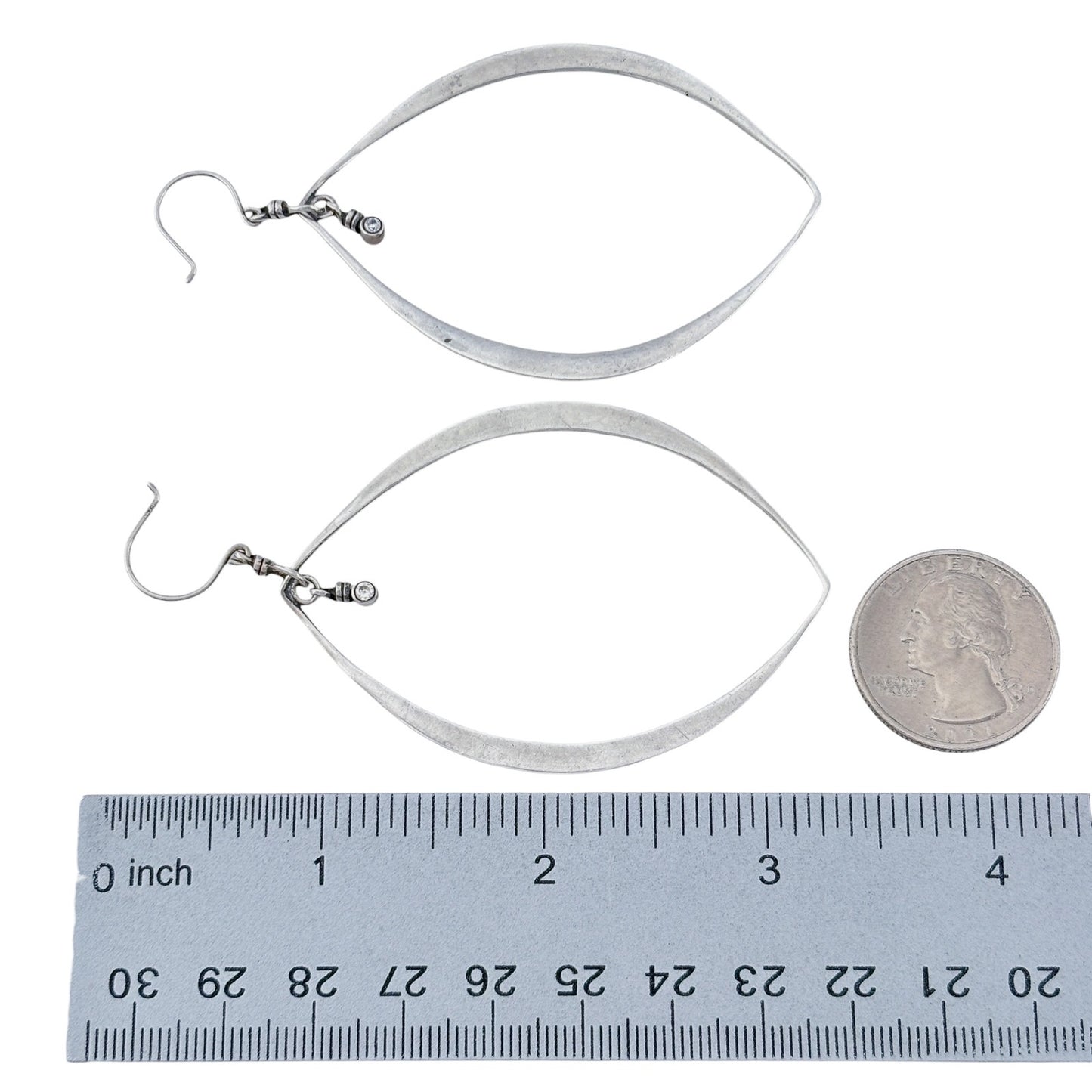 Vintage Sterling Silver 925 Cubic Zirconia Teardrop Earrings