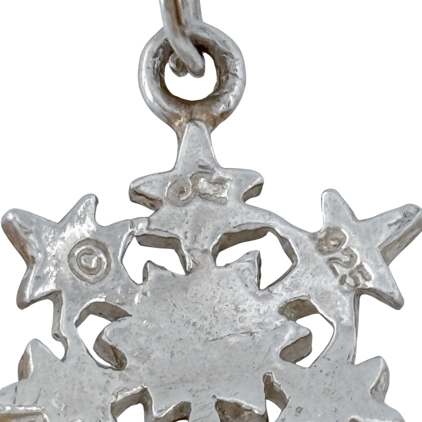 Vintage Sterling Silver 925 Blue Crystal Snowflake Pendant
