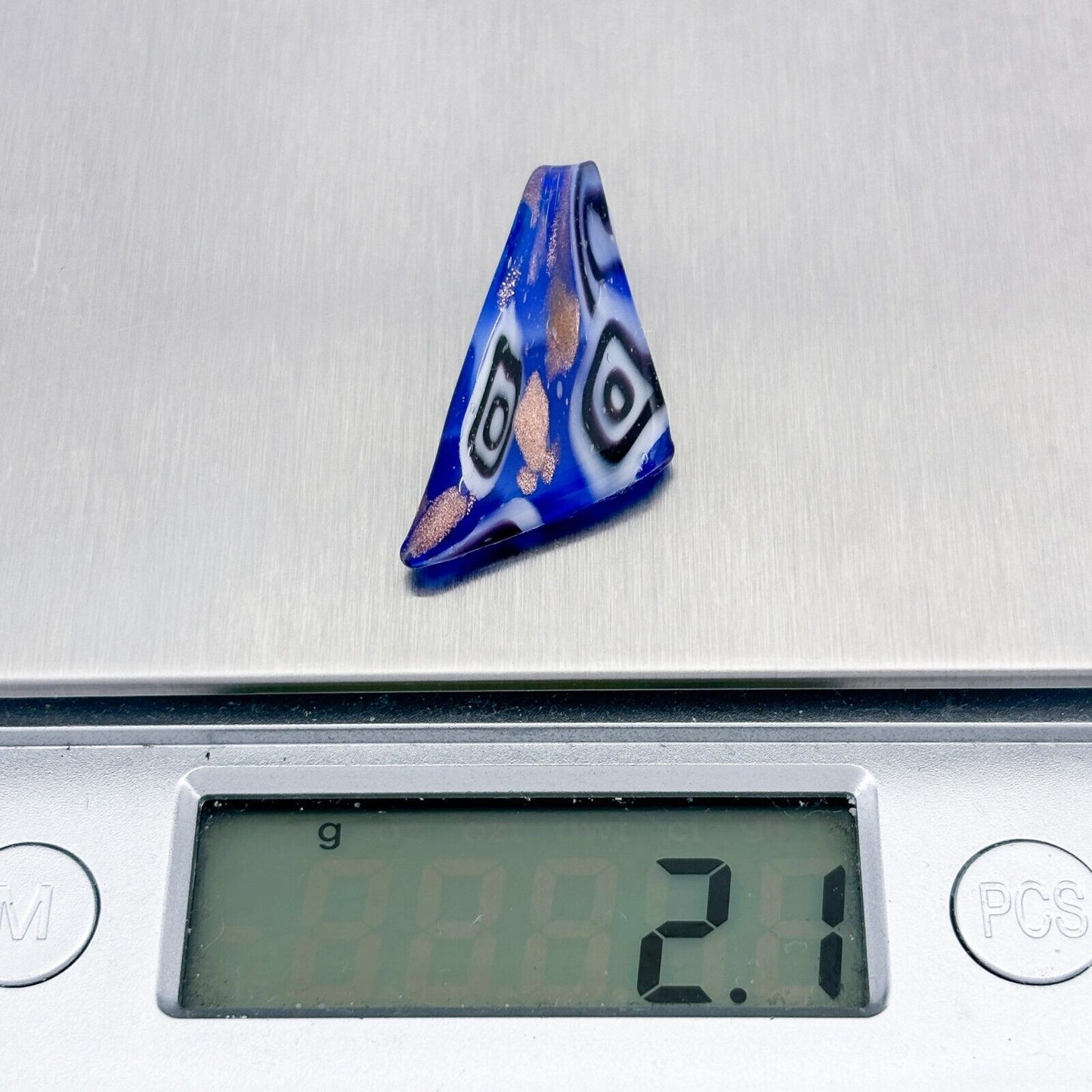 Vintage Abstract Blue Glass Pendant