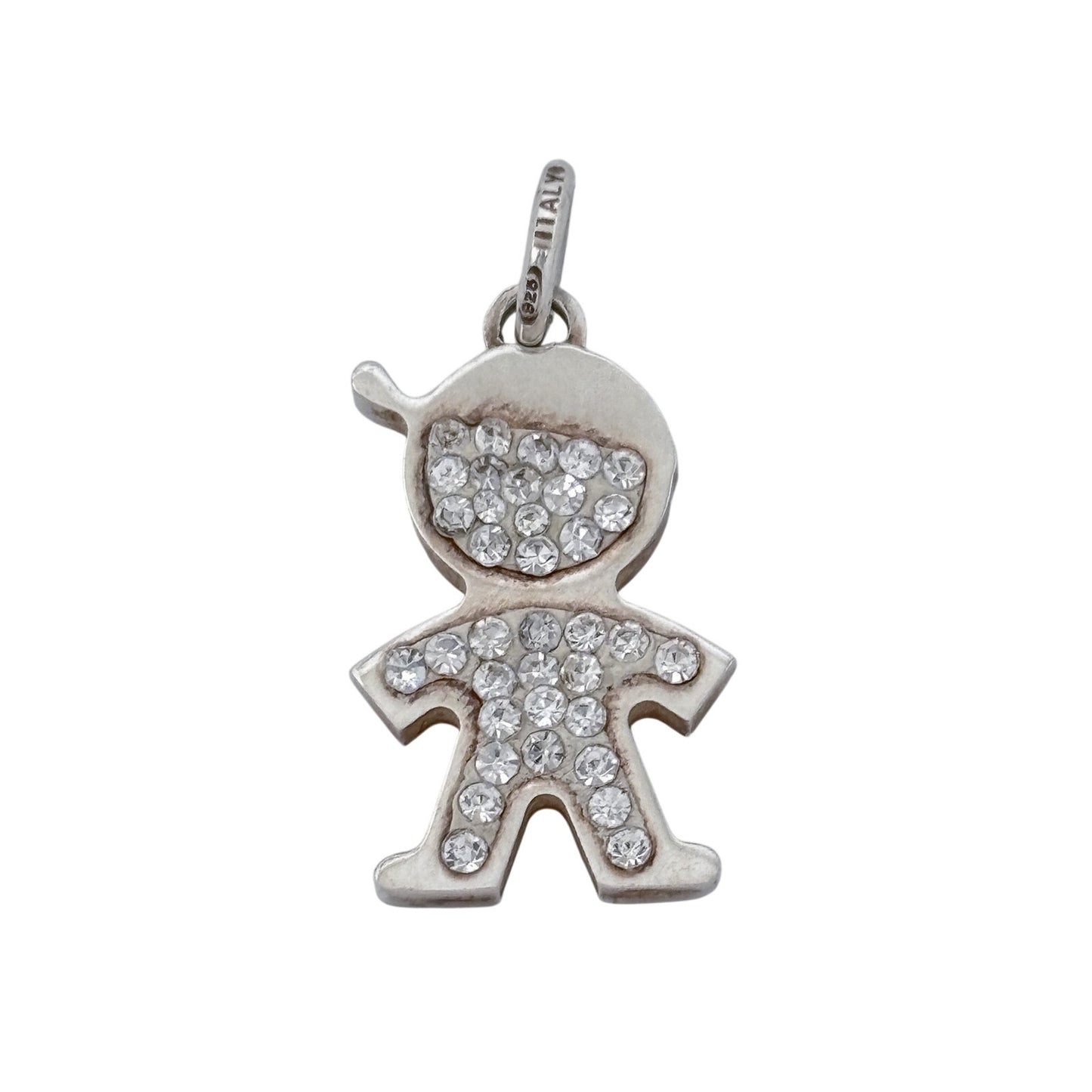Vintage Italy Sterling Silver 925 Cubic Zirconia Boy Charm