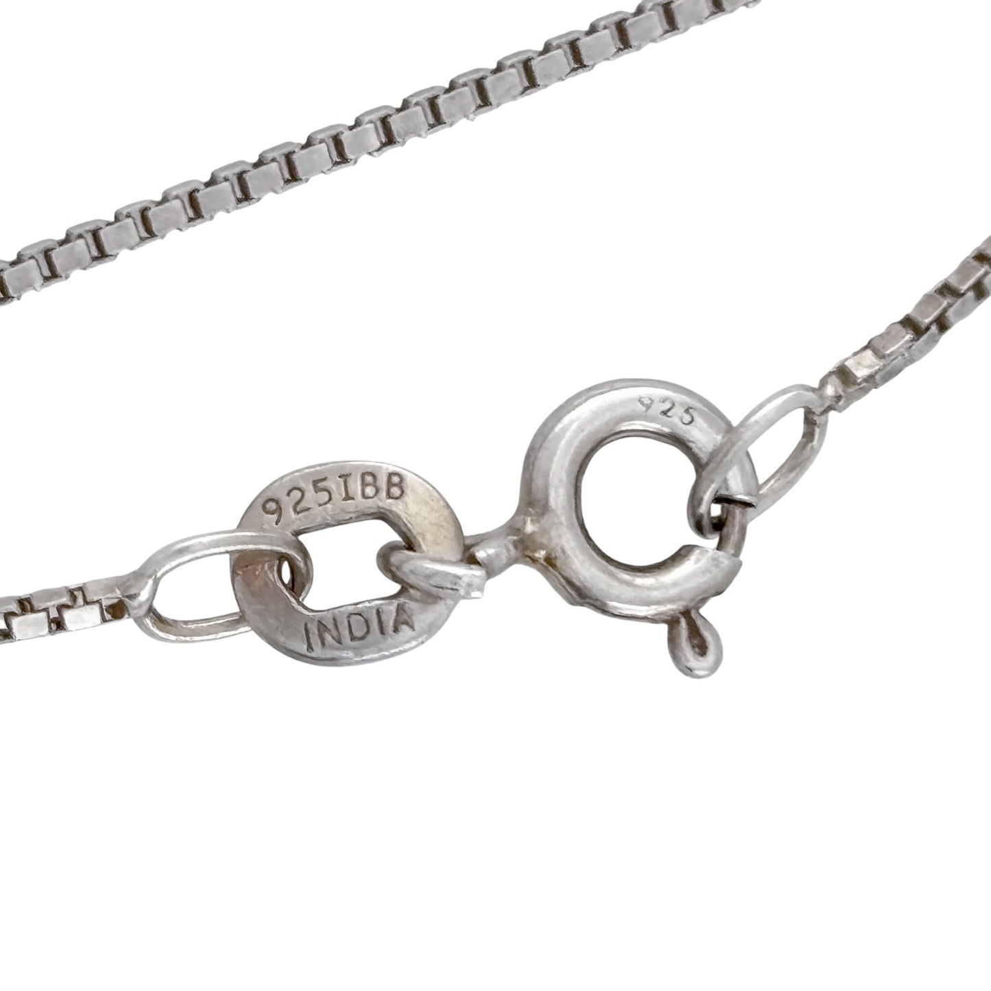 Vintage Sterling Silver 925 Box Chain Necklace 18"