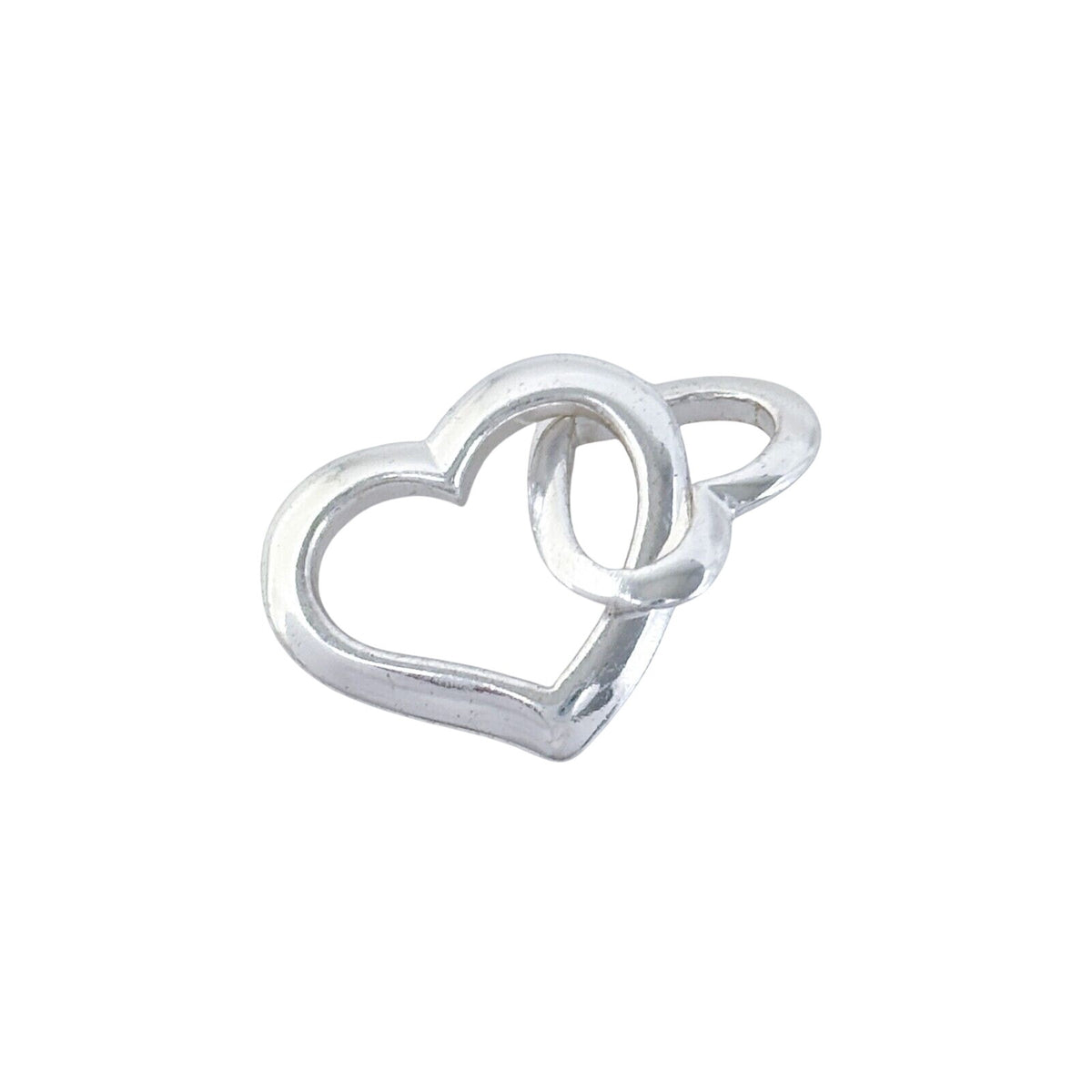 Vintage Sterling Silver 925 Interlocking Double Heart Charm Pendant