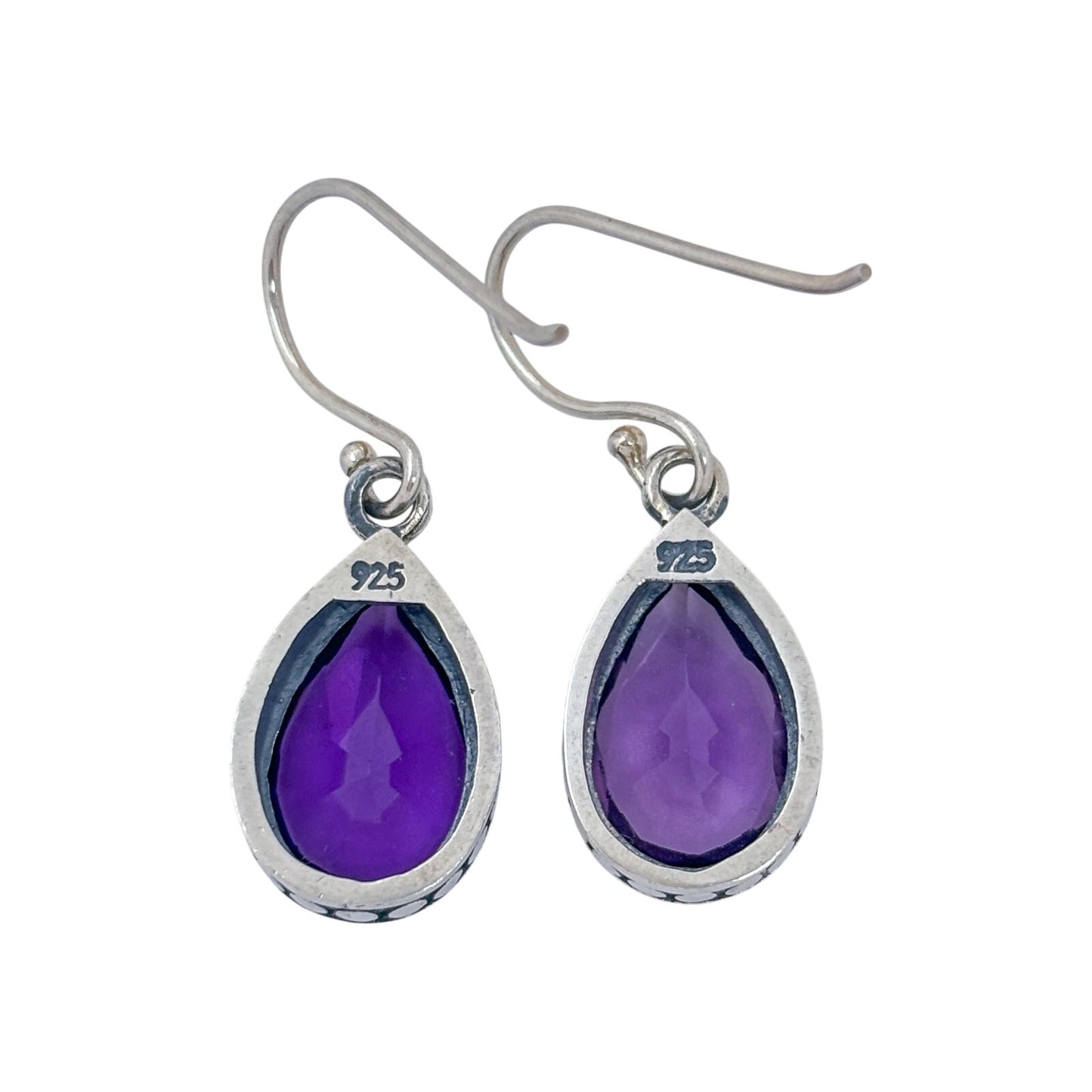 Vintage Sterling Silver 925 Amethyst Dangle Earrings
