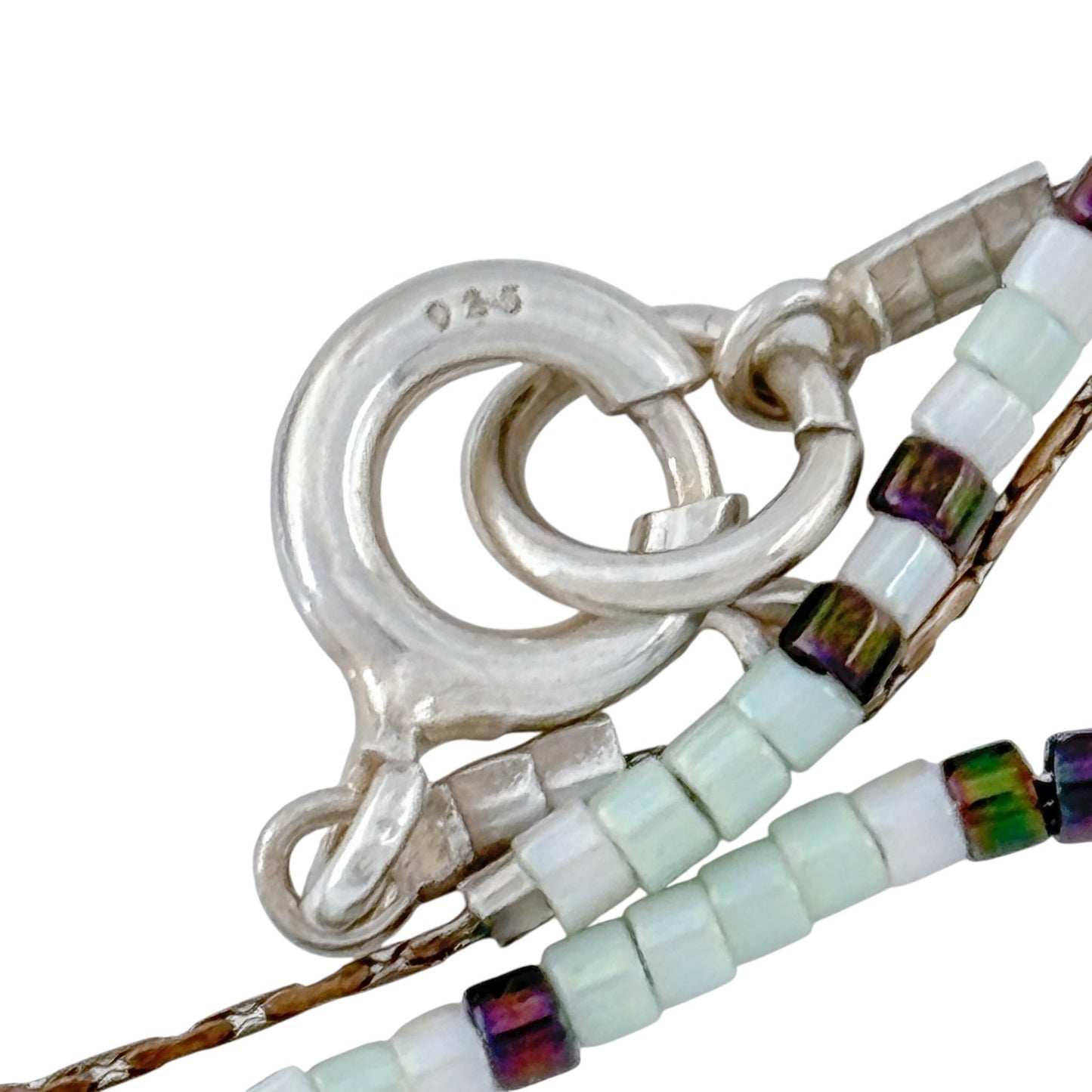 Vintage Sterling Silver 925 Glass Bead Chain Necklace 18"