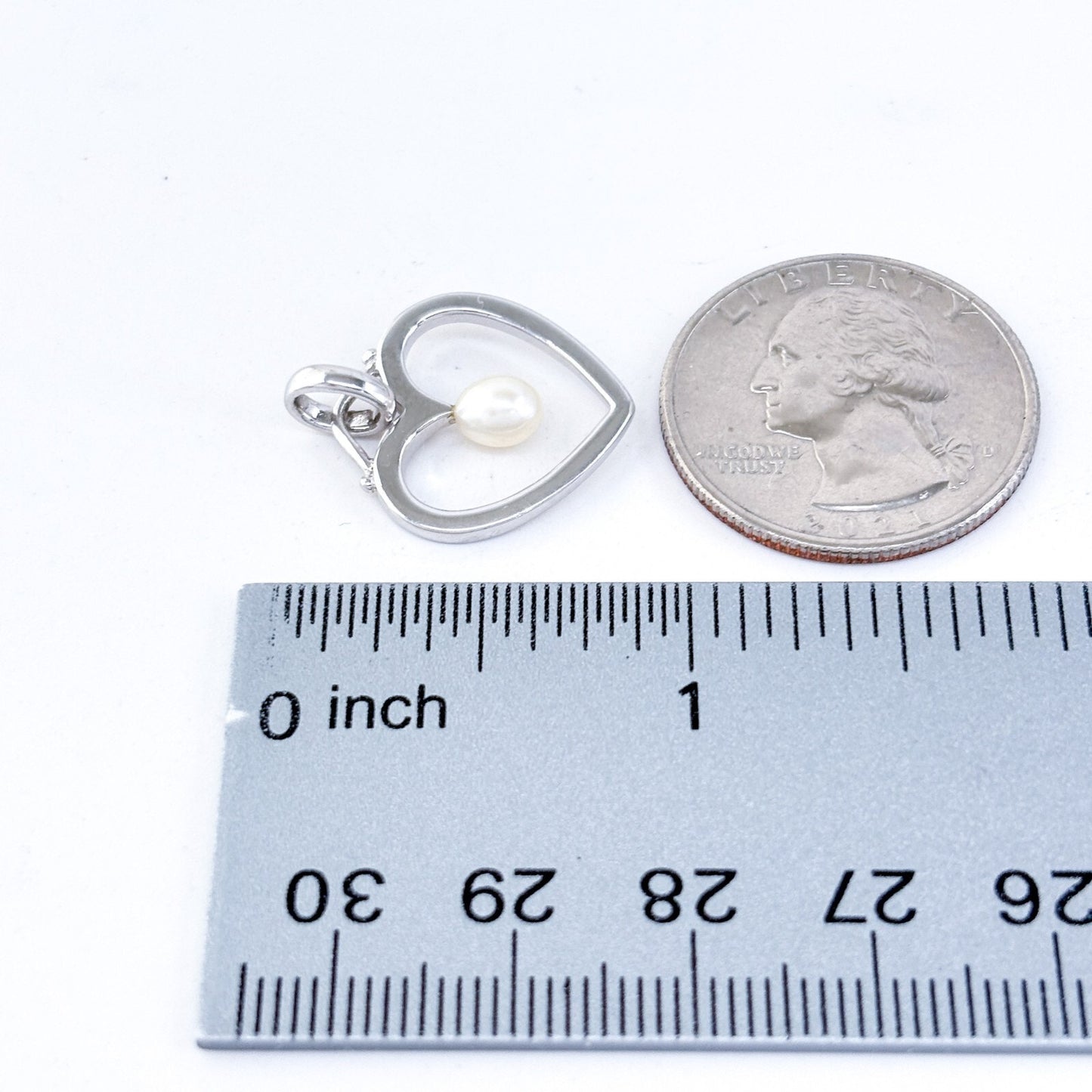 Vintage Sterling Silver 925 Pearl Open Heart Pendant