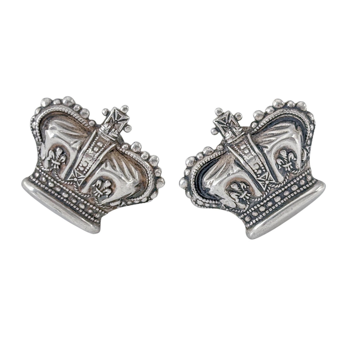 Vintage Sterling Silver 925 Crown Screw Back Earrings