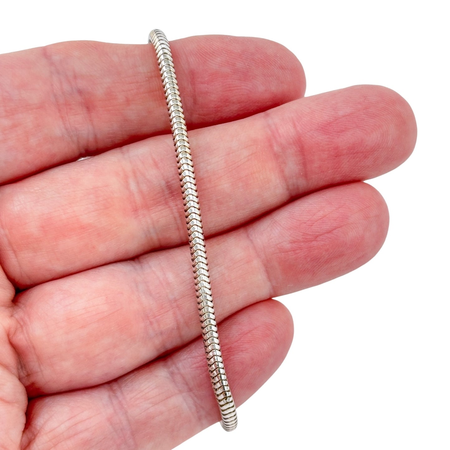 Estate Italy Sterling Silver 925 Snake Chain Charm Bracelet 7.5"