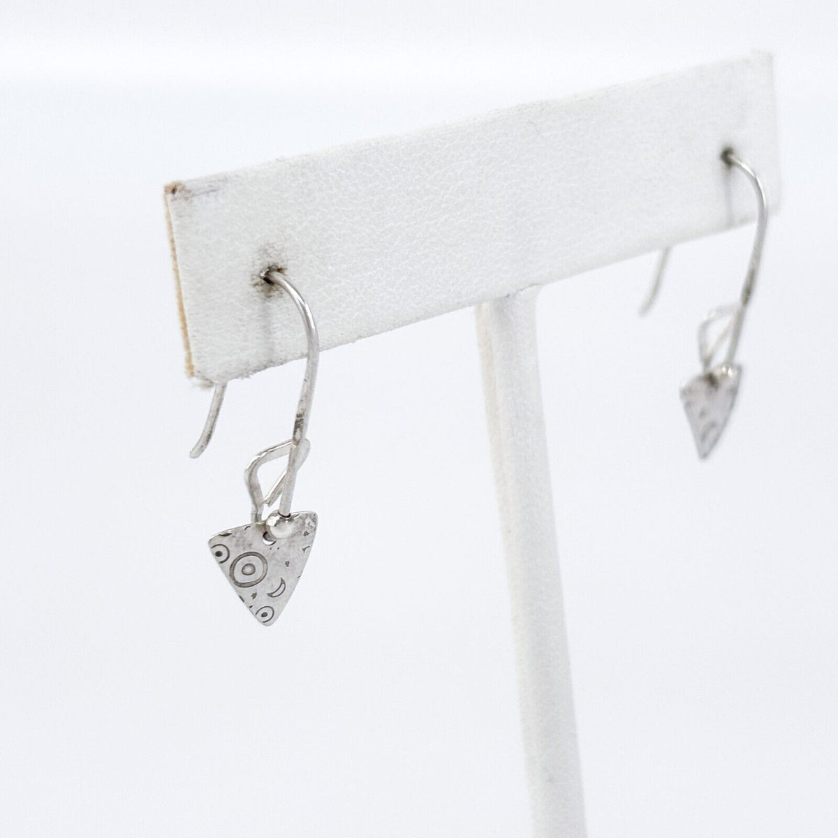 Vintage Sterling Silver 925 Etched Triangle Dangle Earrings