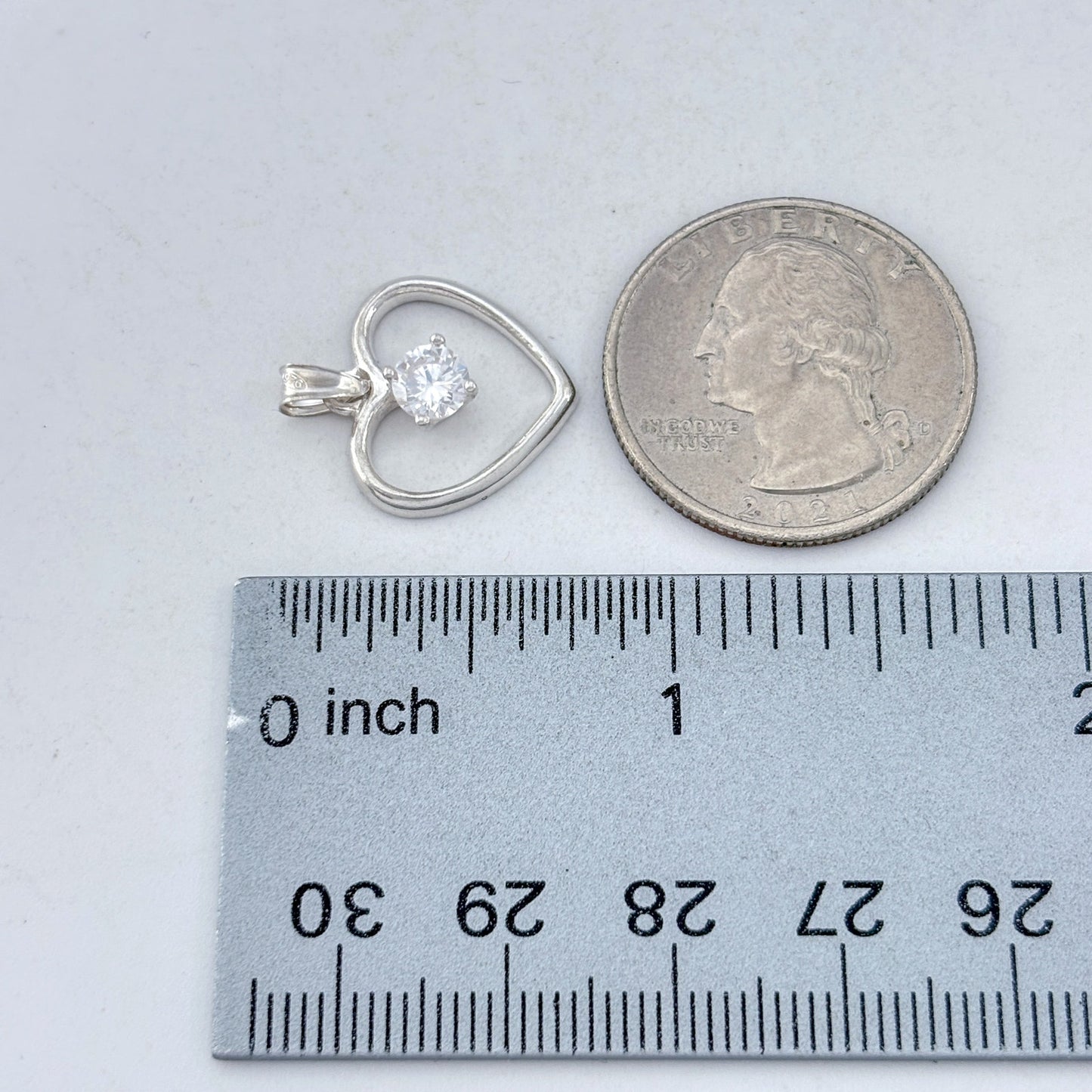 Vintage Sterling Silver 925 Cubic Zirconia Heart Pendant